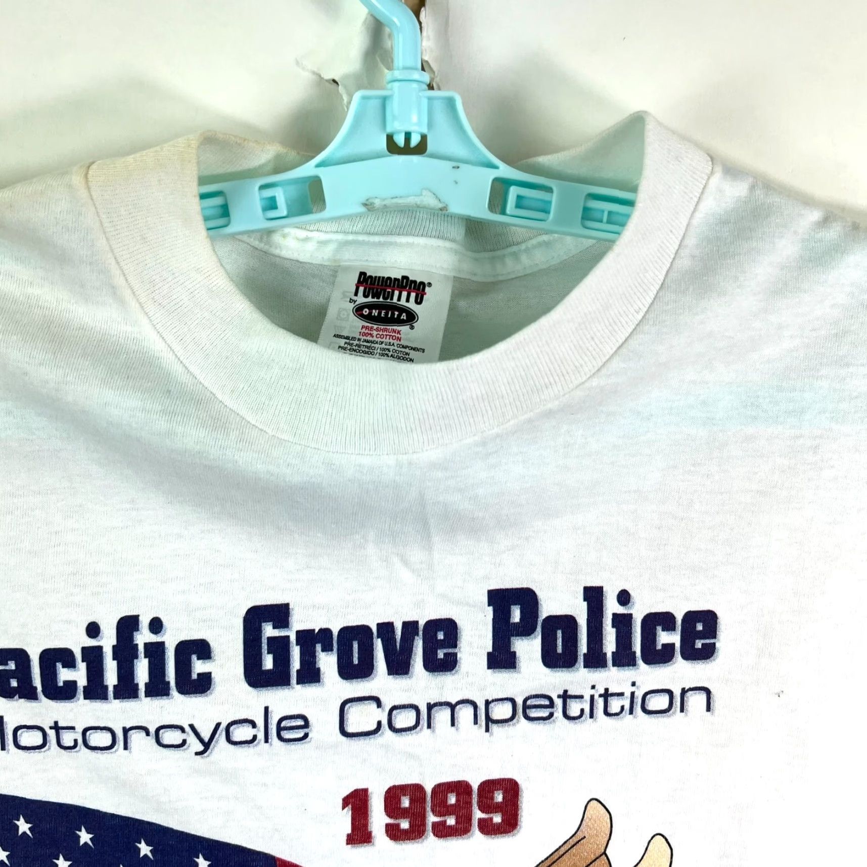 Vintage VINTAGE Police T-Shirt Motorcycle Logo White 1999 L Adult Regular Mens 44in Chest Graphic Print Size US L / EU 52-54 / 3 - 3 Thumbnail