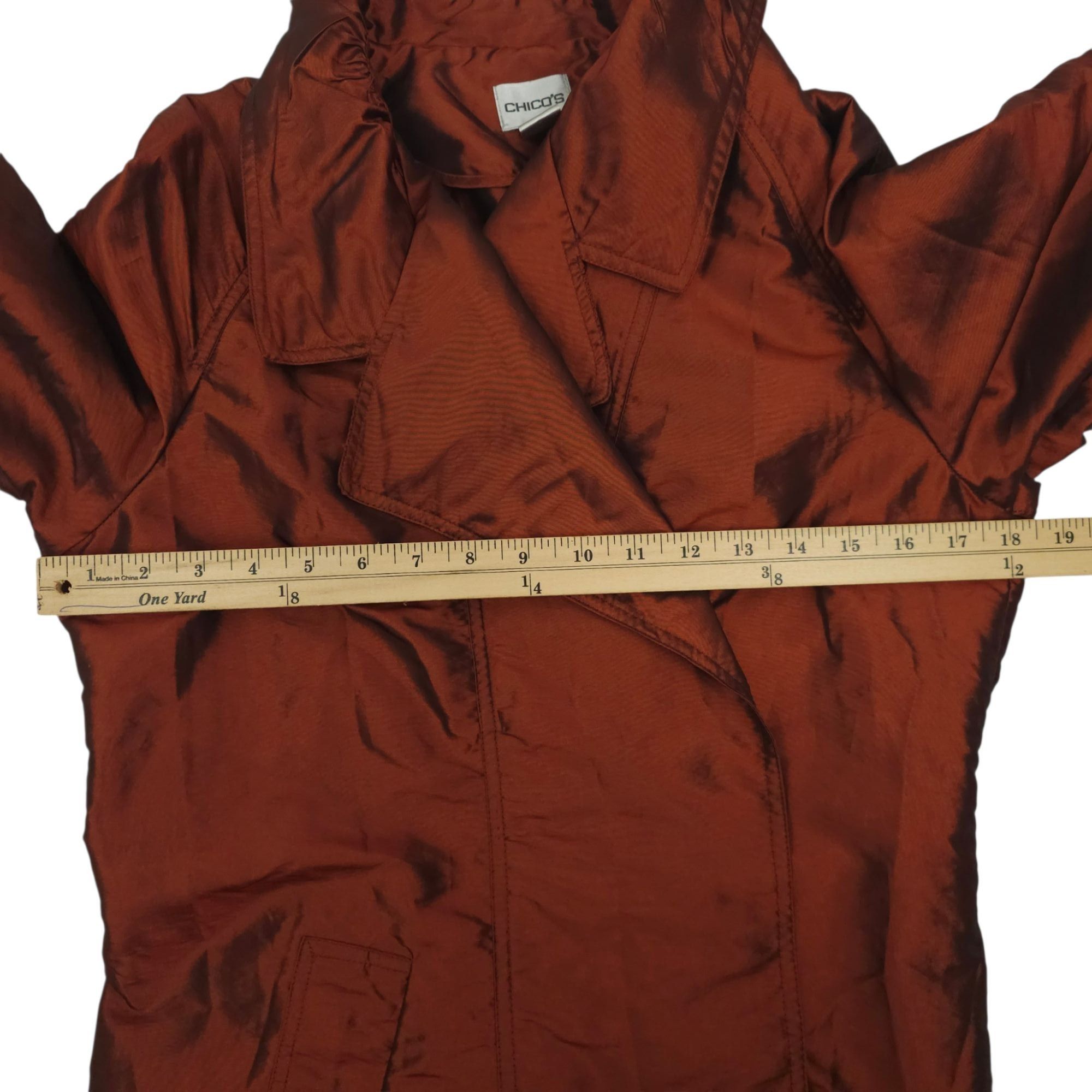 Chicos Chicos Short Trench Coat Jacket L/12 Tie Belt Bronze Copper Size L / US 10 / IT 46 - 4 Thumbnail