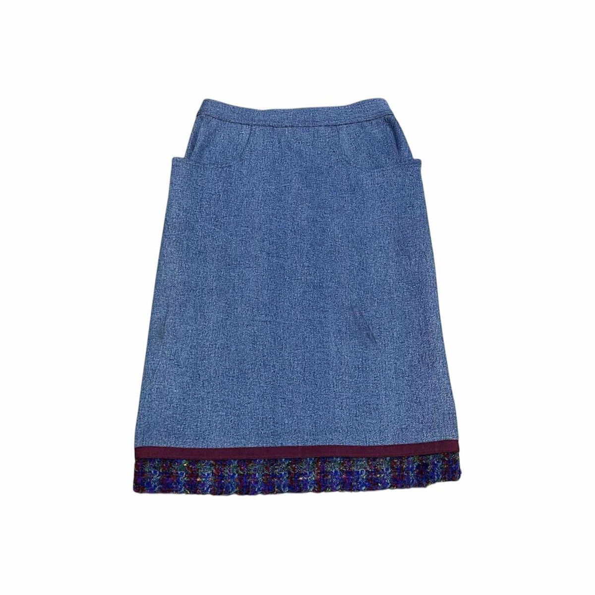 Chanel 🔥Rare Archived Vintage Chanel Denim Skirt Tweed 1991 Runway Size 25" / US 0 / IT 36 - 1 Thumbnail