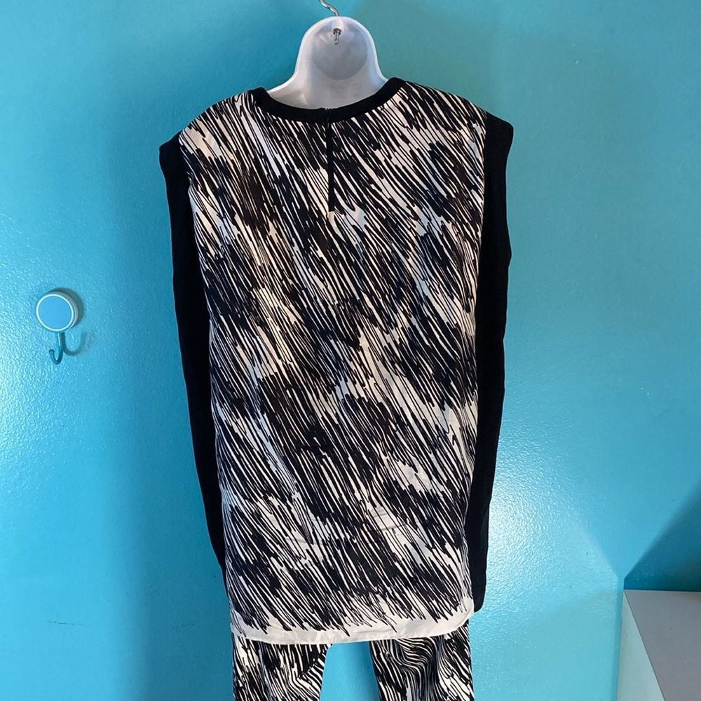 Sportmax Max Mara Sportmax Women’s Size 10 Black White Scribble Print Size L / US 10 / IT 46 - 12 Thumbnail