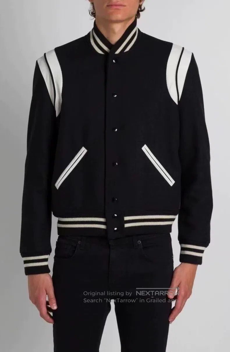 Saint Laurent Paris Saint Laurent Paris Black and white wool patchwork basebal Size US M / EU 48-50 / 2 - 8 Thumbnail