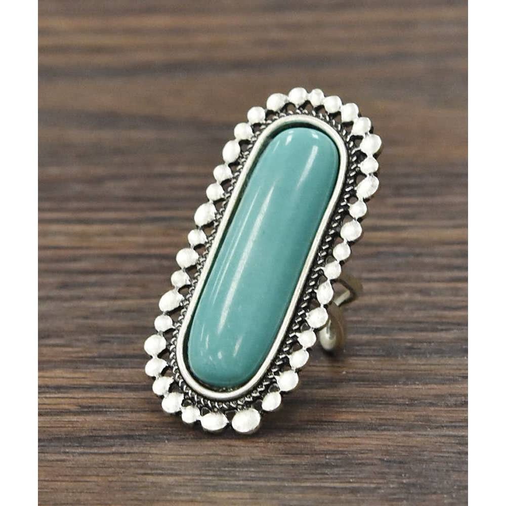 Other Boho CowgirlTurquoise Adjustable Statement Cuff Ring with Br Size ONE SIZE - 1 Thumbnail