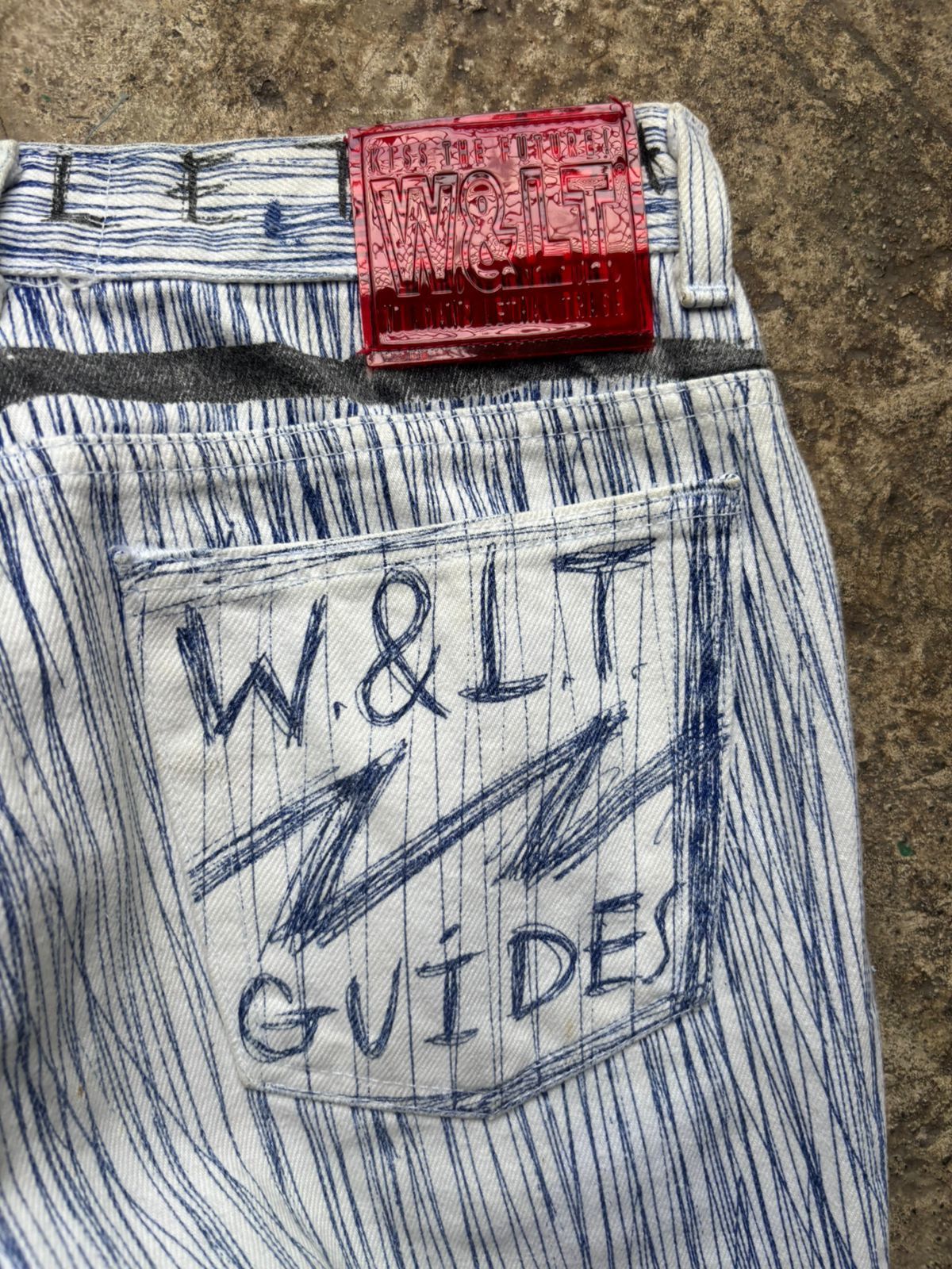 Walter Van Beirendonck W&LT SS1998 'Fetish For Beauty' Pen Denim Jeans Size US 27 - 11 Thumbnail