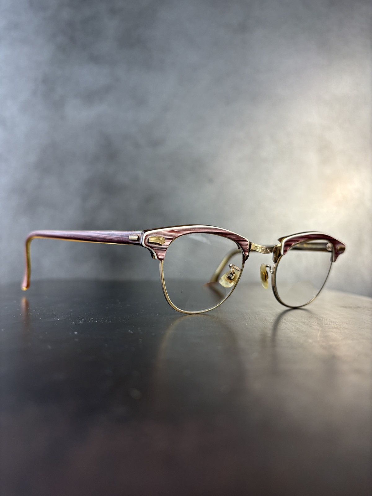 Vintage 1950s Glasses Frame Vintage Eyeglasses Horn Rim GF Gold Fill Size ONE SIZE - 1 Thumbnail