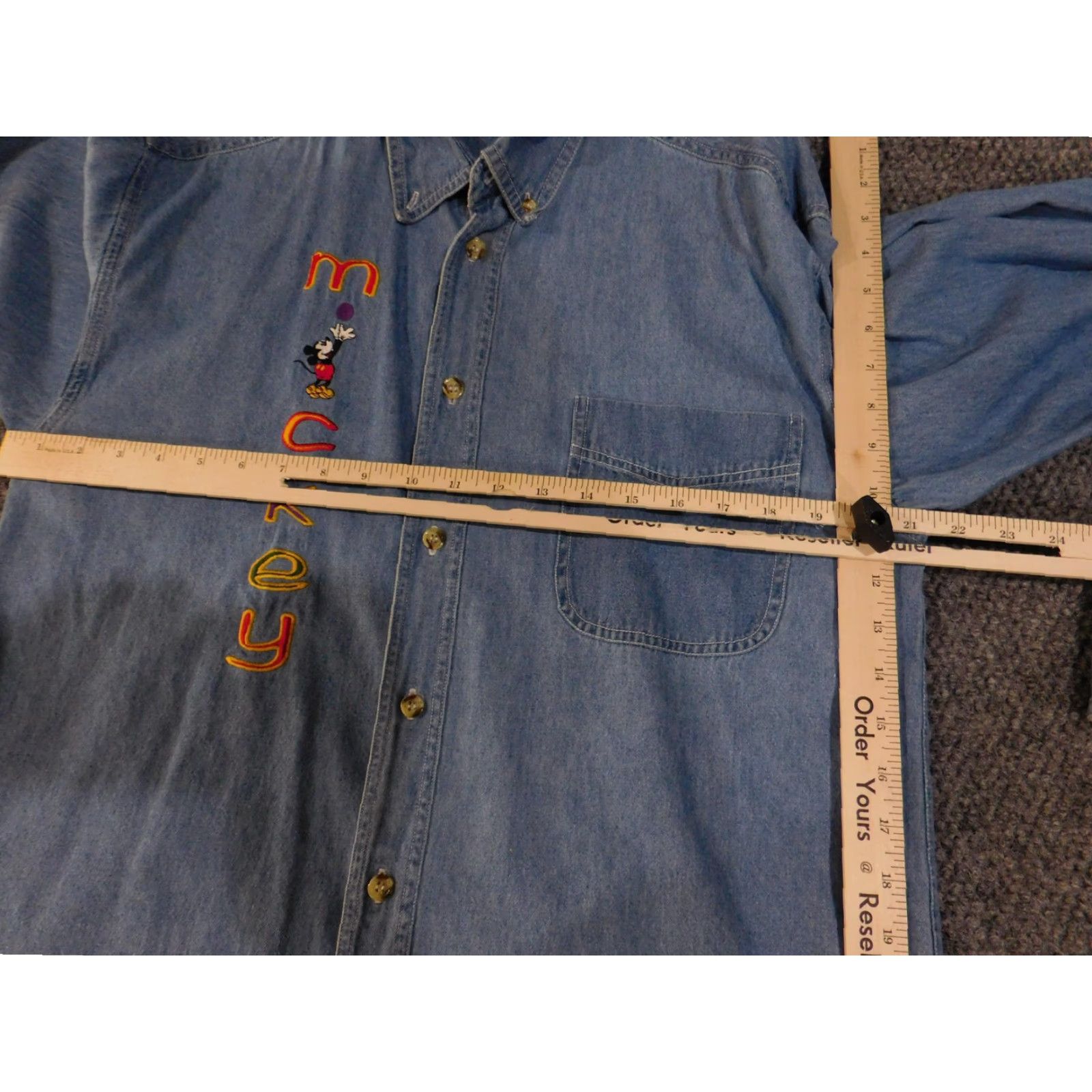 Disney VINTAGE Disney Mickey & Co Denim Shirt Mens Large Blue Button-Up Embroidered 90s Size US L / EU 52-54 / 3 - 6 Thumbnail