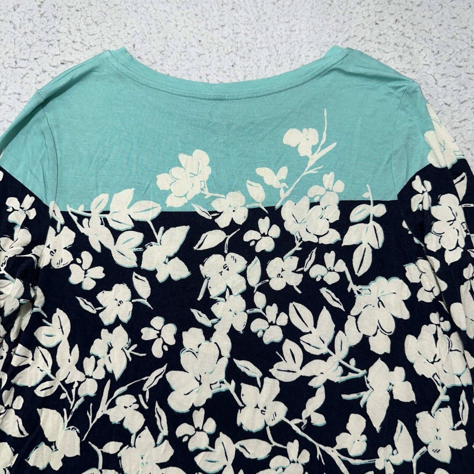 Croft & Barrow Croft & Barrow PM Teal Navy Blue Floral Blouse T Shirt Size M / US 6-8 / IT 42-44 - 11 Thumbnail