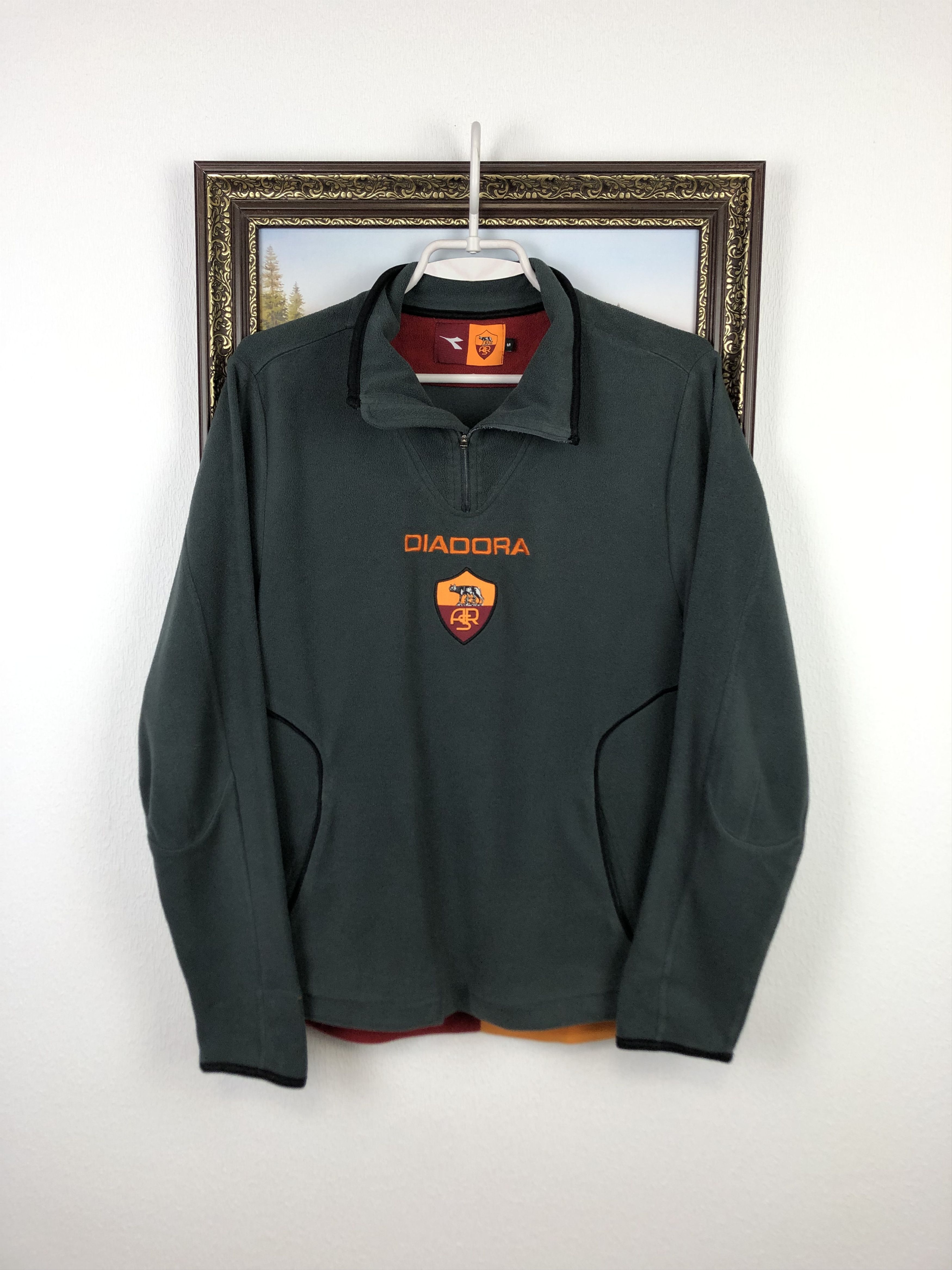 Vintage Diadora Roma Football Jacket Fleece Track Sweatshirt