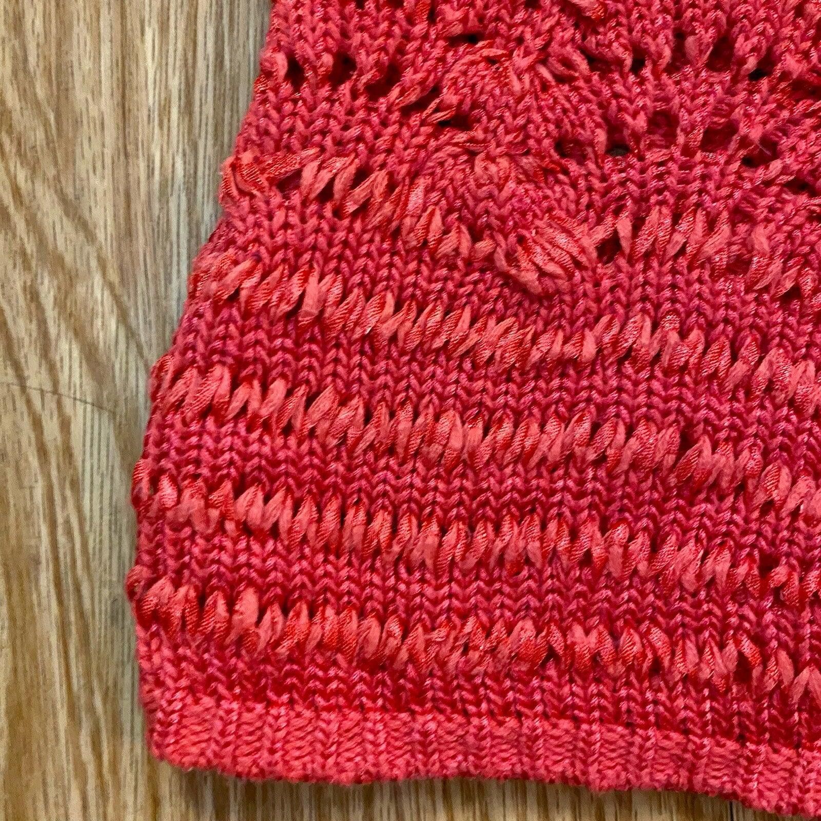 Chicos Chicos Bright Red Crochet Knit Sweater Top Womens 1 Medium Size M / US 6-8 / IT 42-44 - 8 Thumbnail
