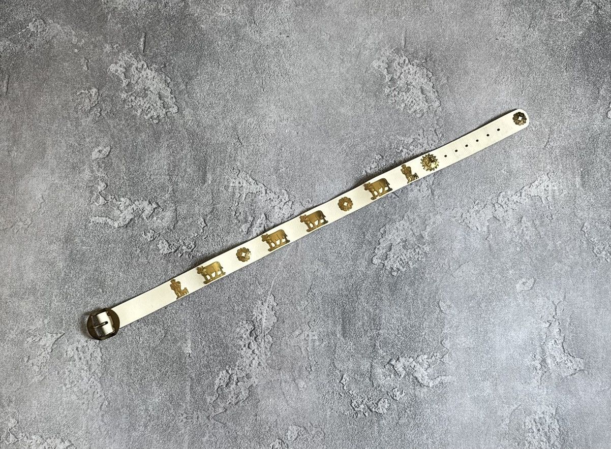 Etro 90s Retro vintage leather belt iconic cows 🐄 metal details Size ONE SIZE - 14 Thumbnail