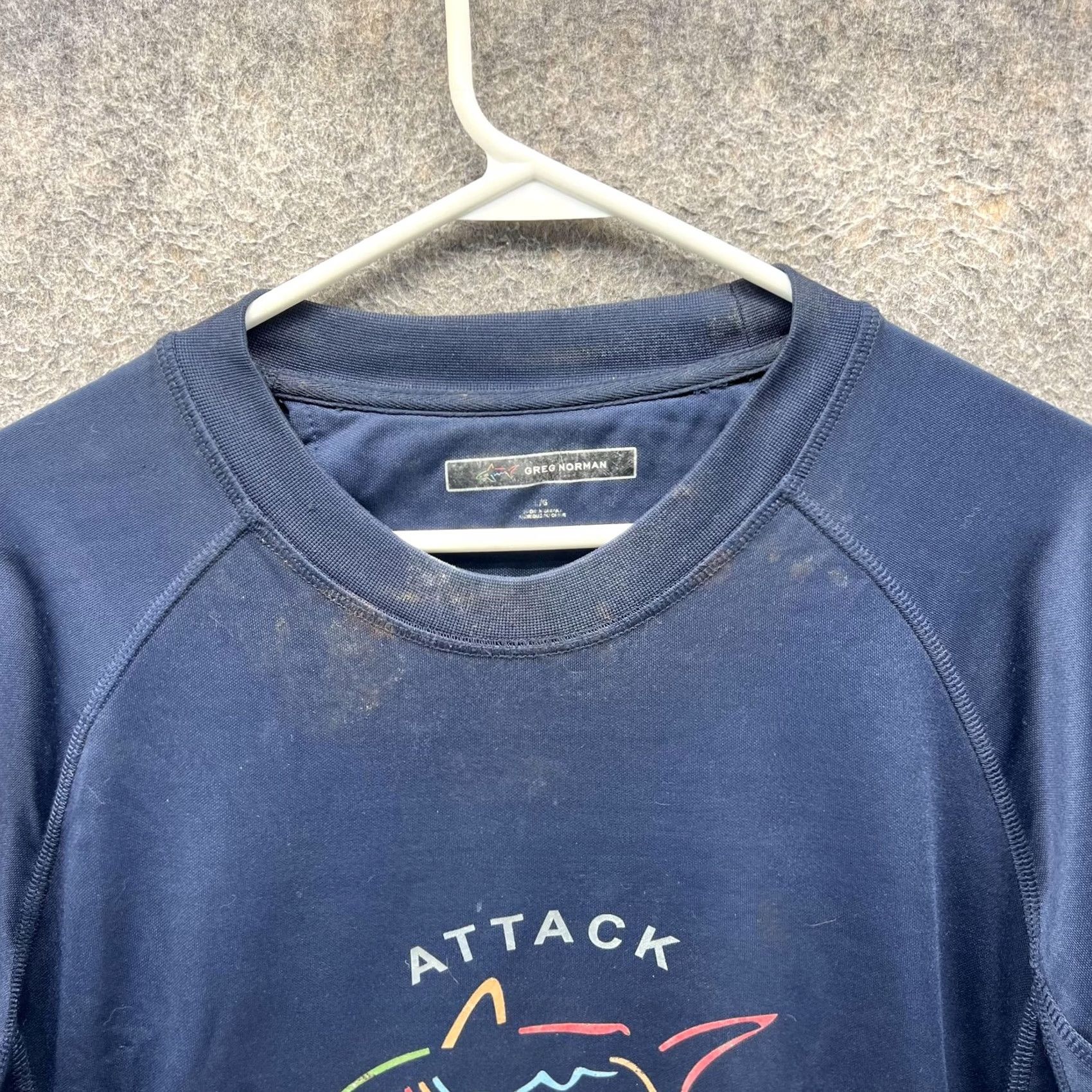 Vintage Greg Norman Sweatshirt Mens Large Blue Attack Life Shark Golf Crewneck Pullover Size US L / EU 52-54 / 3 - 6 Thumbnail