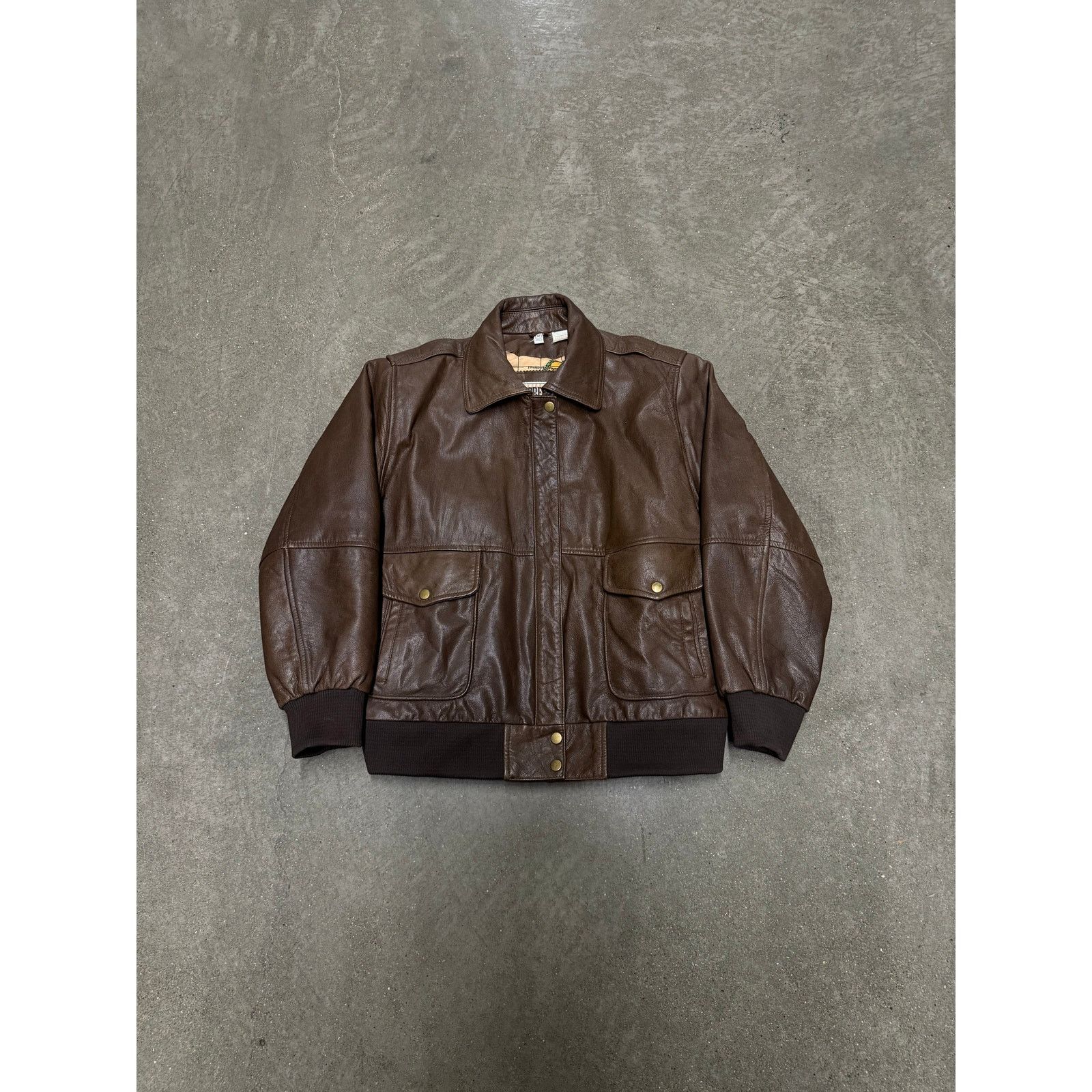 Vintage 90s Y2K Brown Leather Flight Jacket