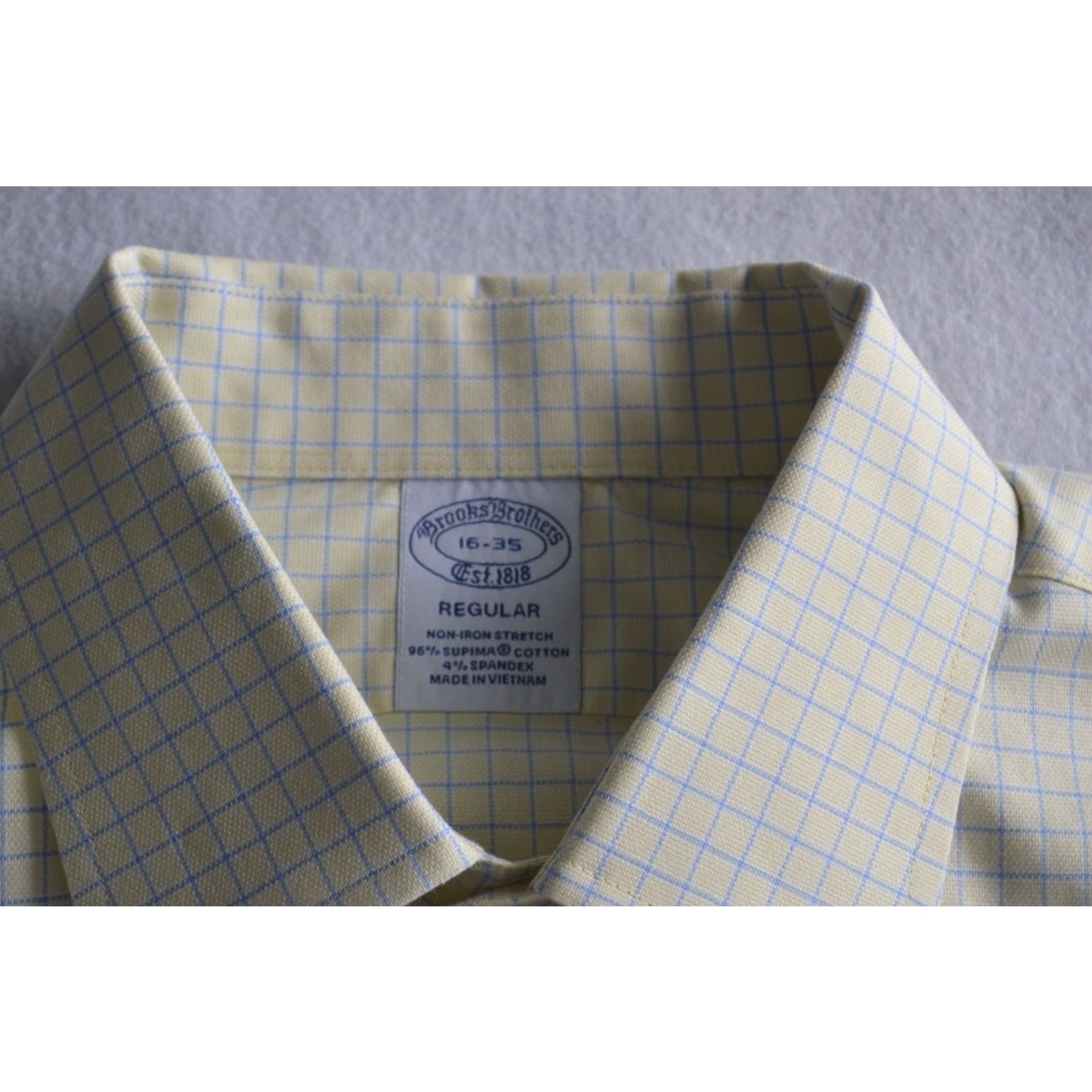 Brooks Brothers Brooks Brothers Regent Non-iron Shirt 16x35 Blue Yellow Check Shirt Dress Shirt Men Regular Long Sleeve Size US L / EU 52-54 / 3 - 3 Thumbnail