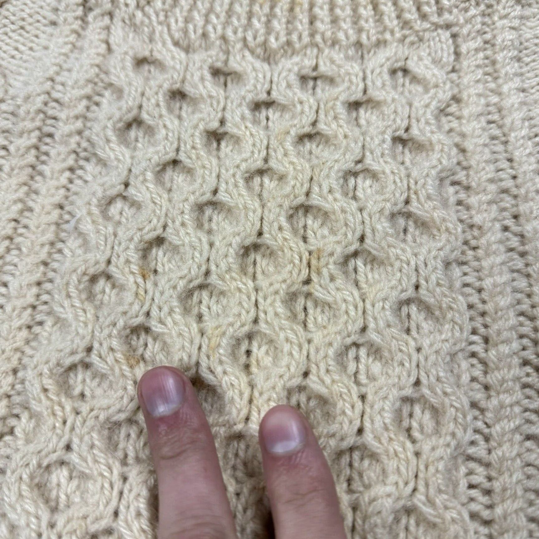 Lands' End VINTAGE Lands' End Irish Fisherman Sweater Mens Medium Heavy Wool Cable Knit Ivory All Seasons Size US M / EU 48-50 / 2 - 3 Thumbnail