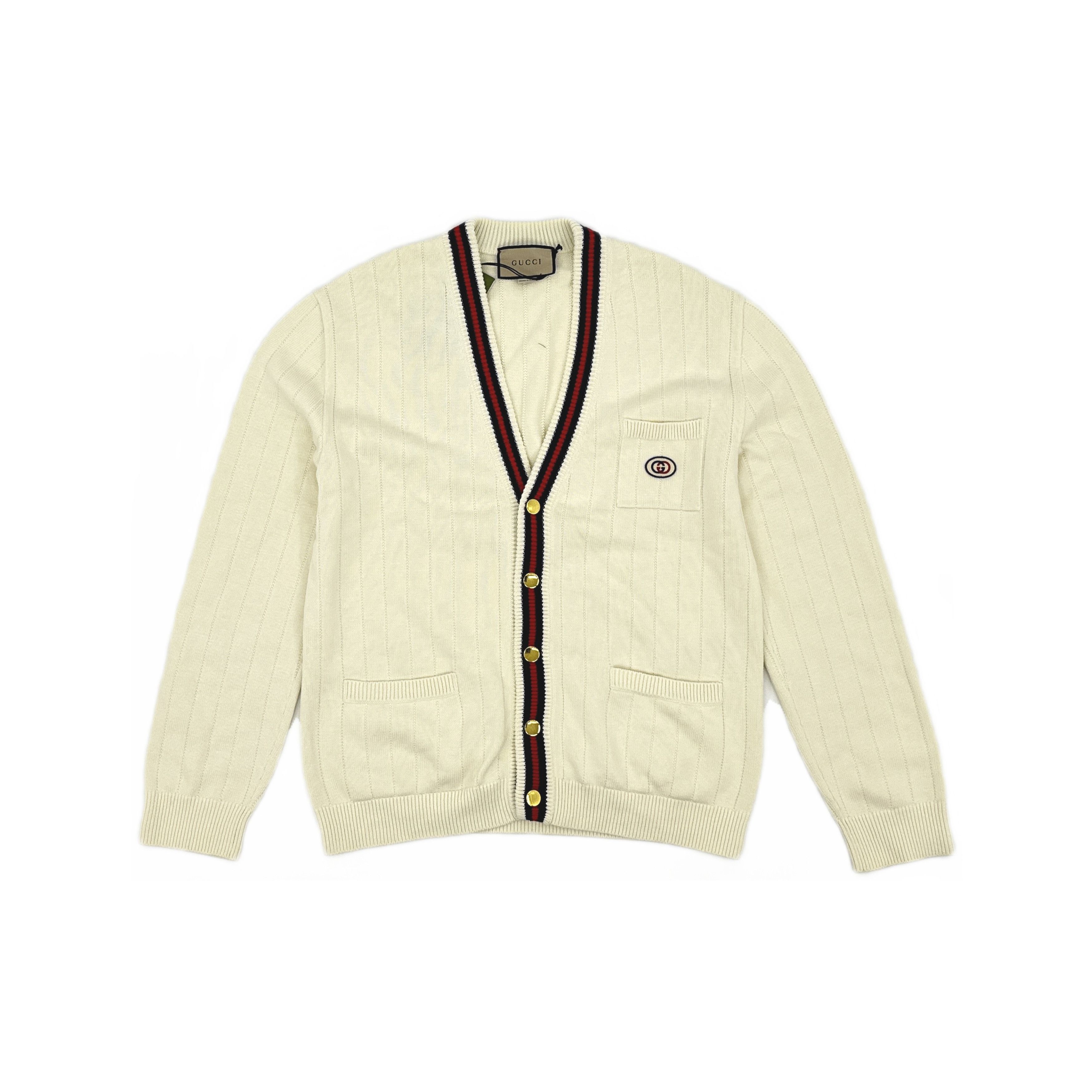 Gucci Gucci FW21 Web Stripe Cotton Cardigan M Size US M / EU 48-50 / 2 - 1 Thumbnail