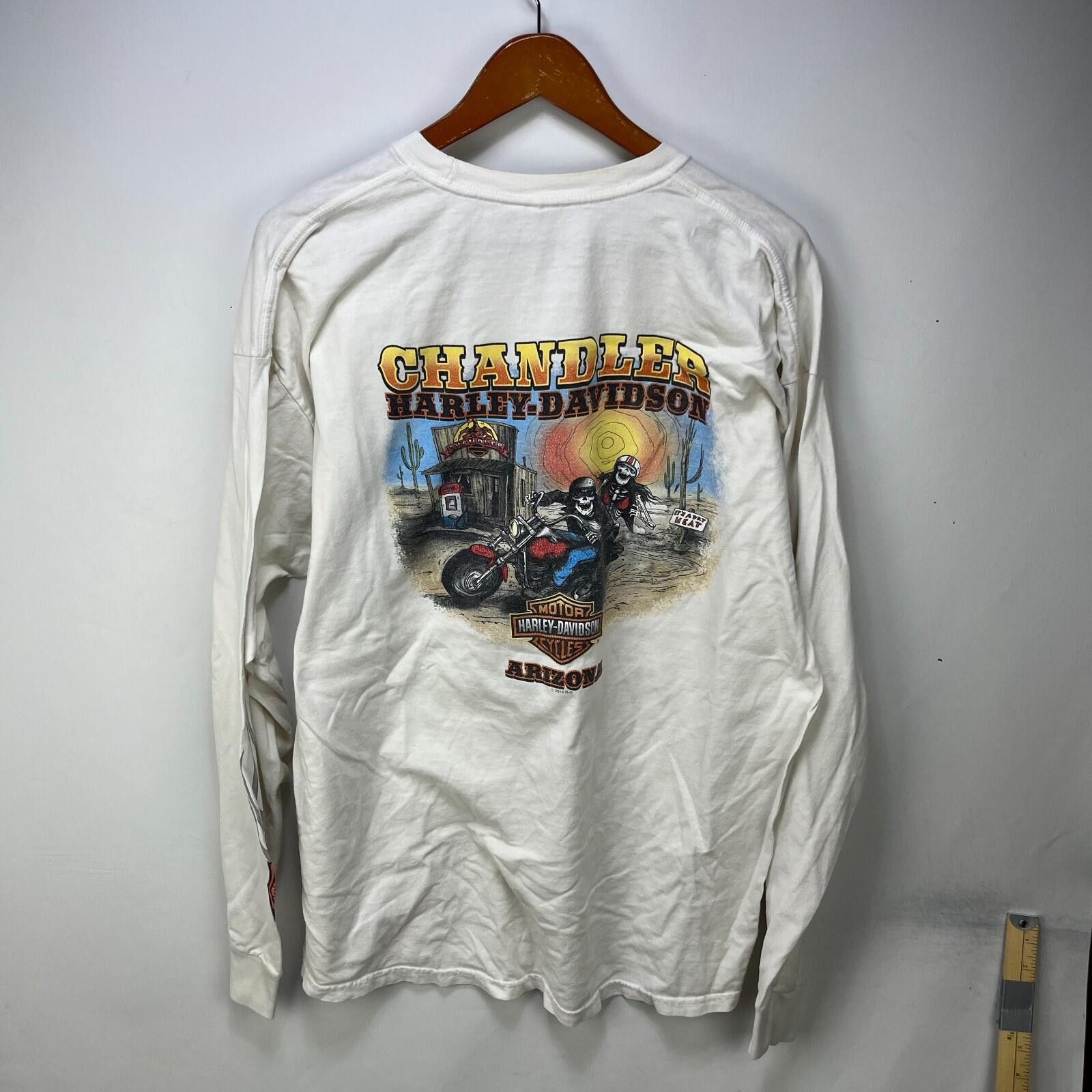 Harley Davidson Vintage Harley Davidson Flames Long Sleeve White T Shirt 2XL Size US XXL / EU 58 / 5 - 6 Thumbnail