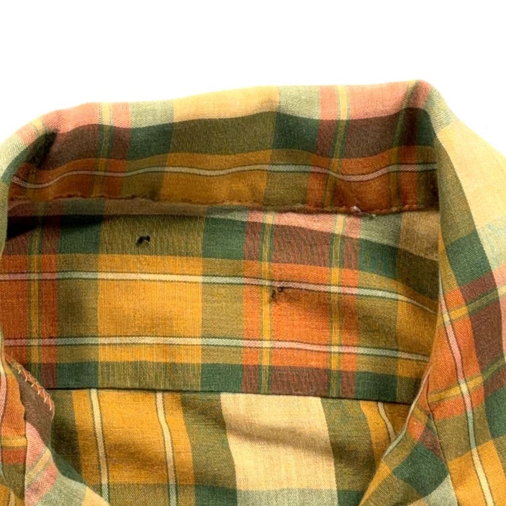 Vintage VINTAGE Madras Shirt Adult LARGE Green Yellow Orange Plaid Camp Collar 60s Pattern Button-Up Men's Size US L / EU 52-54 / 3 - 7 Thumbnail