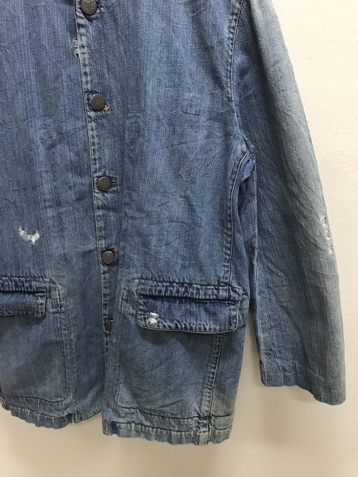 Japanese Brand Vintage Distressed Papas Tartan Neck Chore Jacket Denim Size US M / EU 48-50 / 2 - 5 Thumbnail