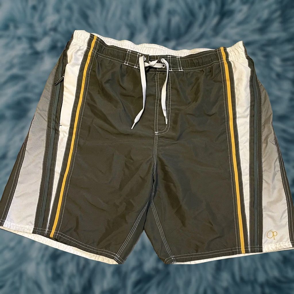 Quiksilver VINTAGE Ocean Pacific Board Shorts XL Men's Green Striped 90s Retro Surf Trunks Ocean USA Size US 36 / EU 52 - 1 Thumbnail