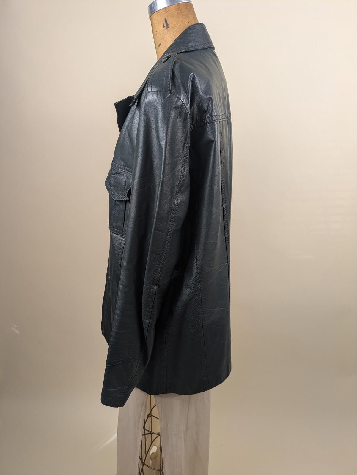 Windsor Smith 1990's green leather oversized jacket Size L / US 10 / IT 46 - 4 Thumbnail