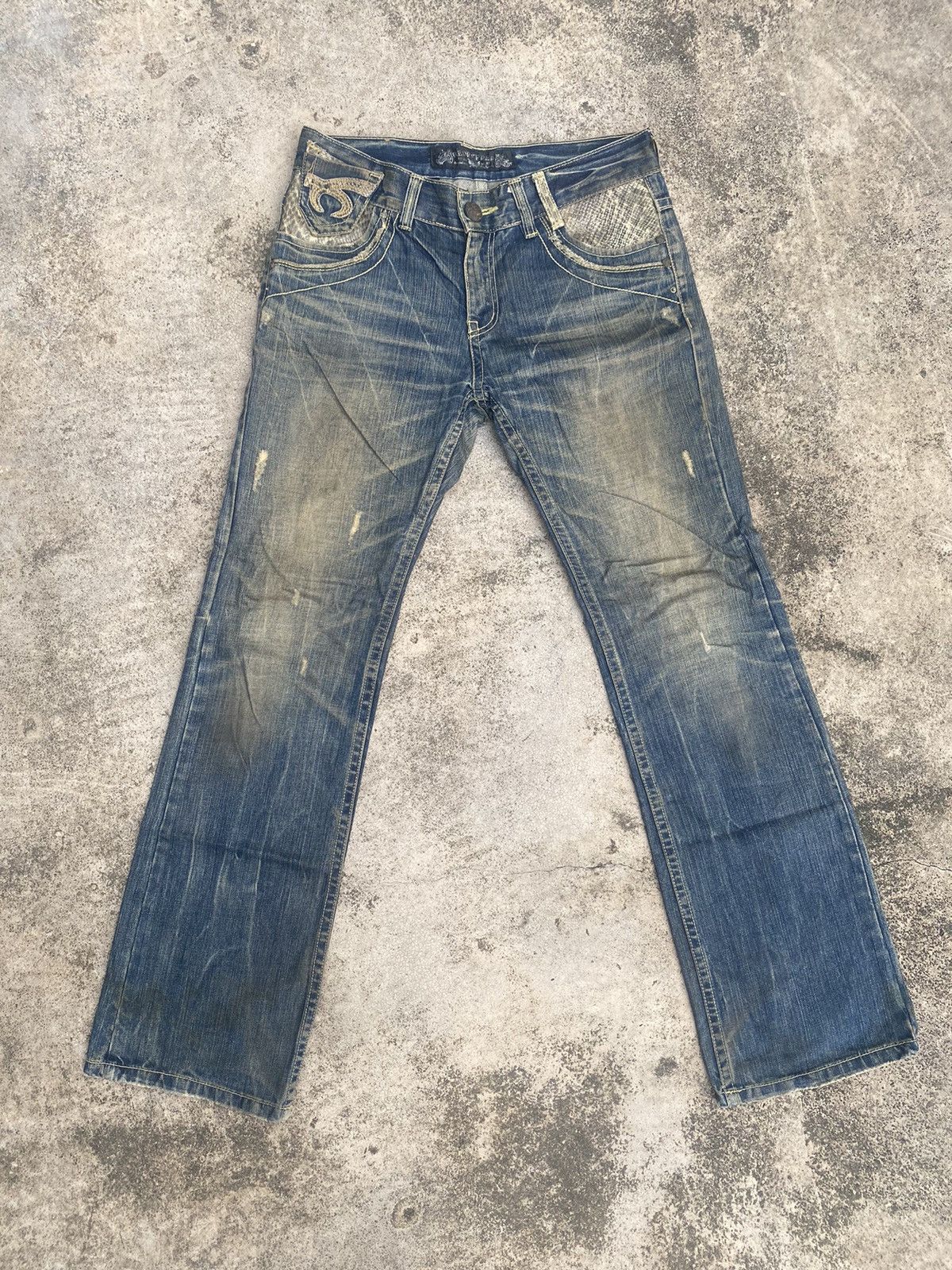 If Six Was Nine × Japanese Brand Flare Jeans Red Pepper Clawmark Snake Skin Size US 34 / EU 50 - 3 Thumbnail