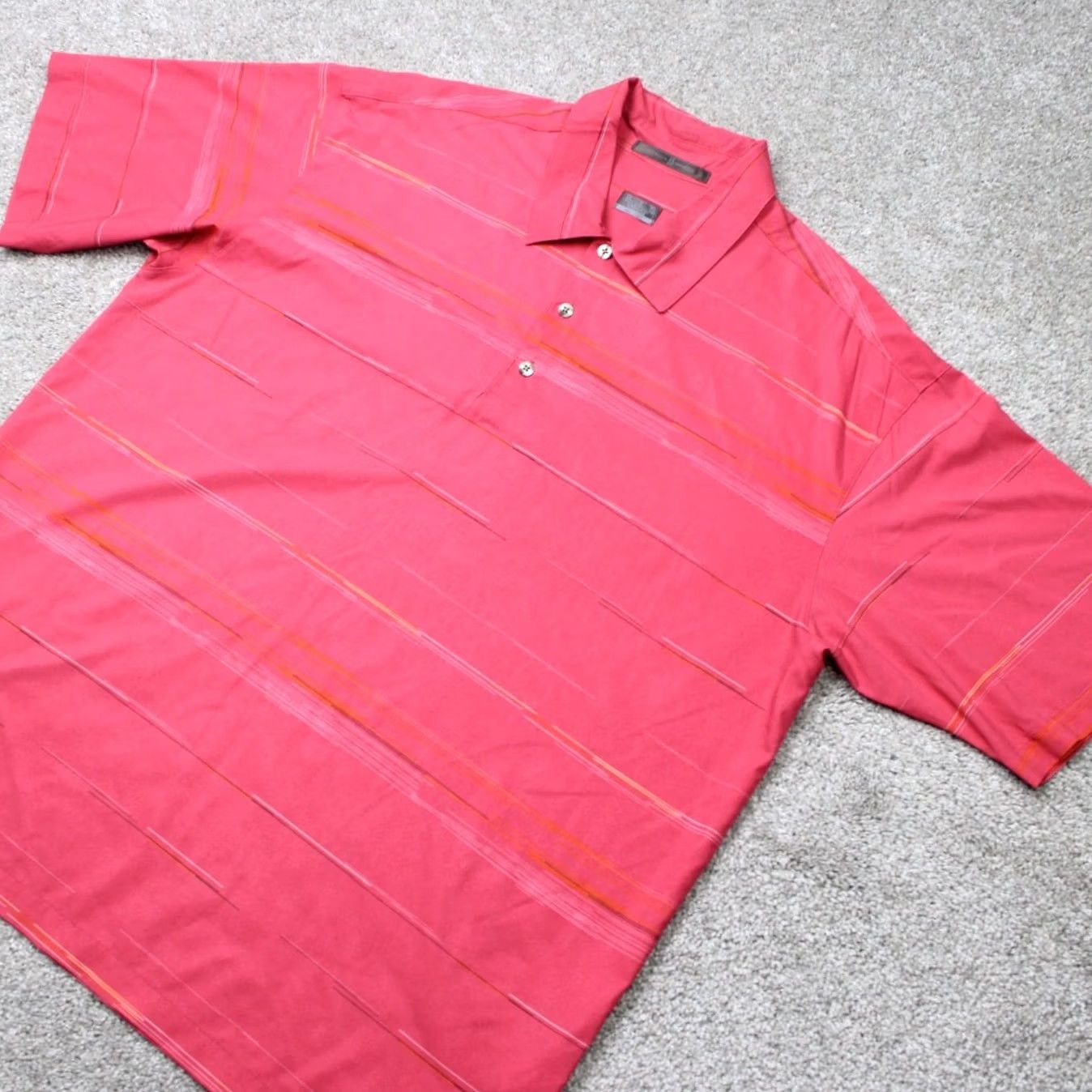 Nike Nike Tiger Woods Polo Shirt Mens Large Pink Striped Dri-Fit Short Sleeve Golf Shirt Size US L / EU 52-54 / 3 - 2 Thumbnail