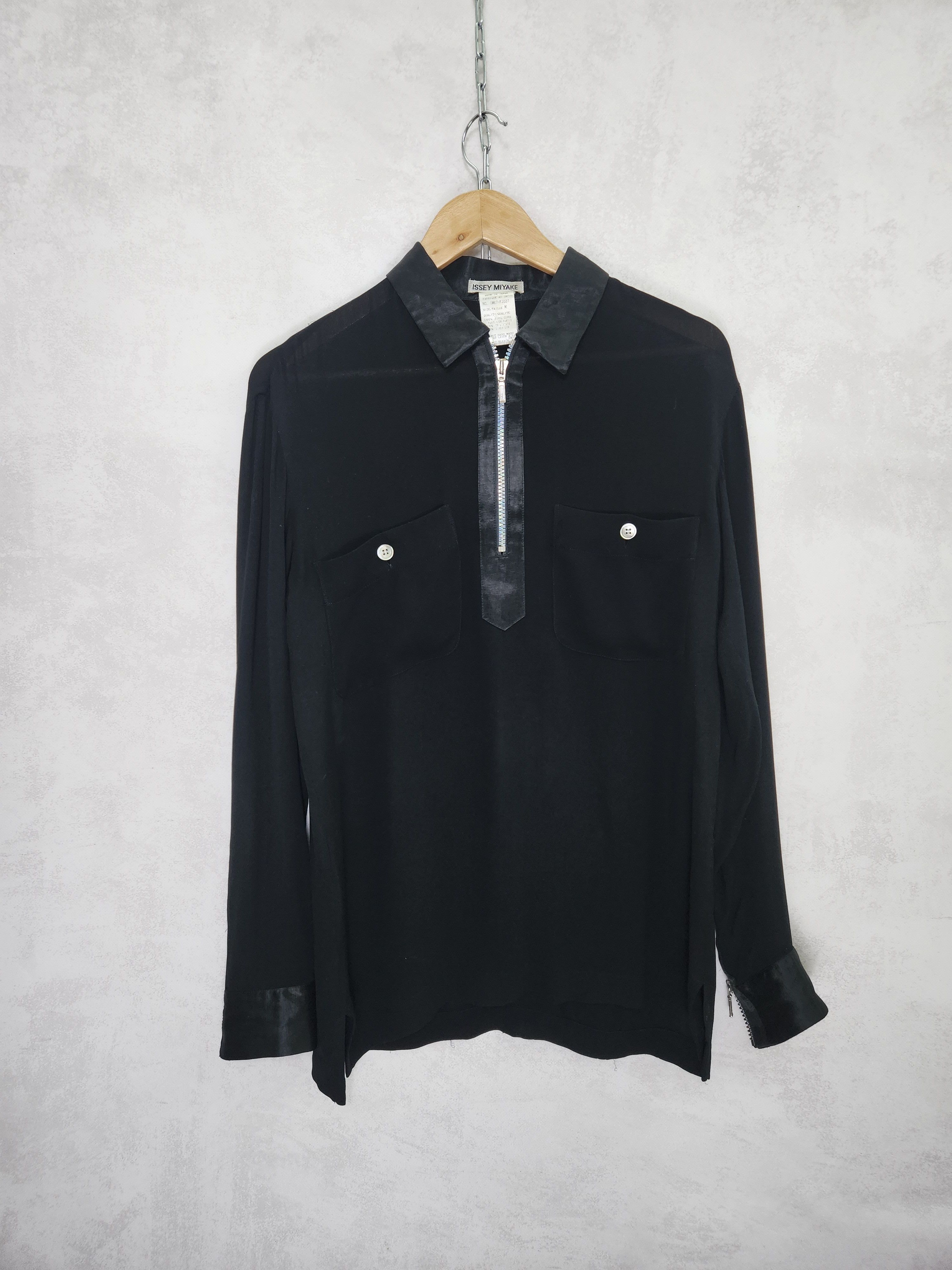 Issey Miyake Issey miyake black cupro 1/3 zip blouse shirt size M Size M / US 6-8 / IT 42-44 - 1 Thumbnail