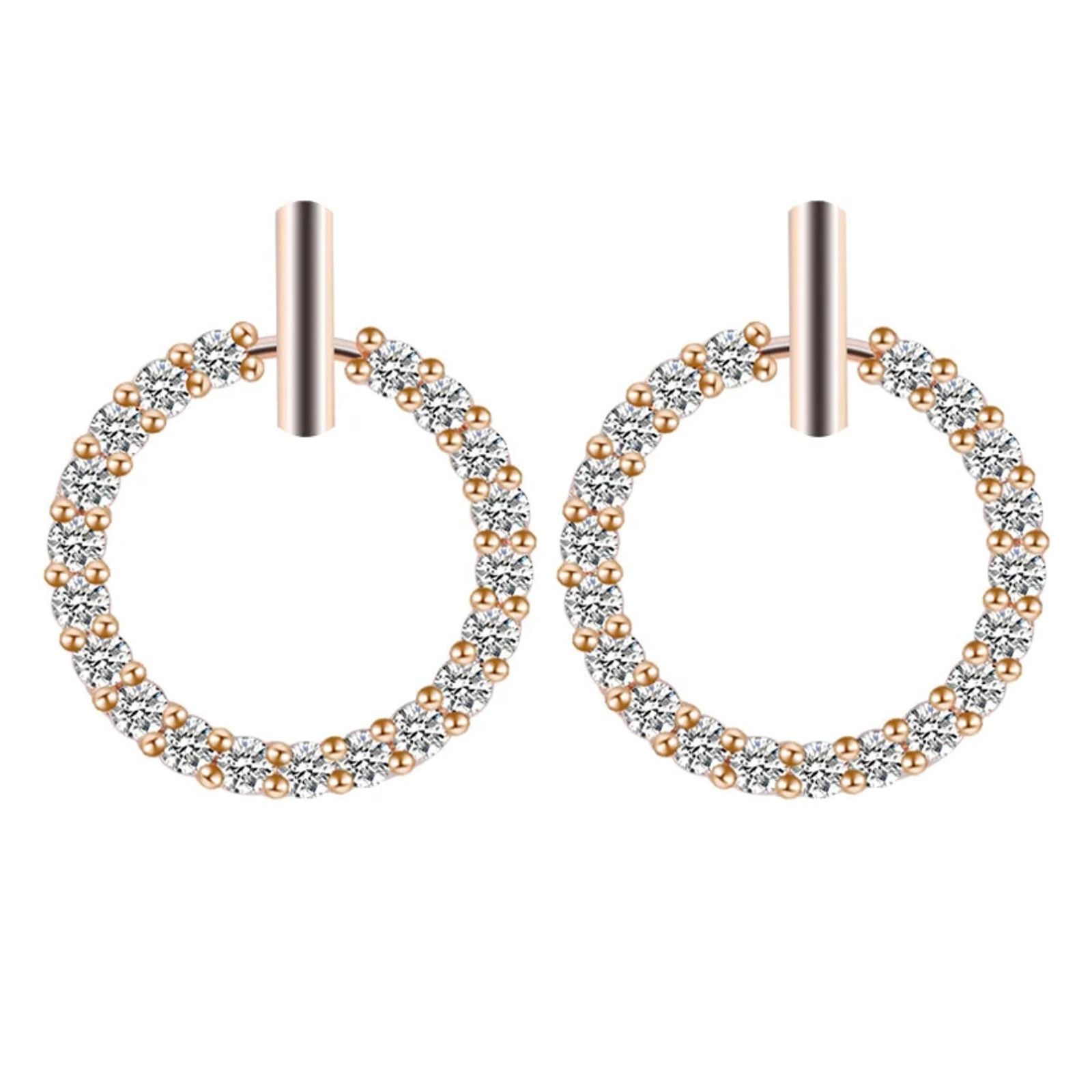 Diamond Earrings x Jewelry Juliana Crystal Round Dainty Gold Earrings, Women's