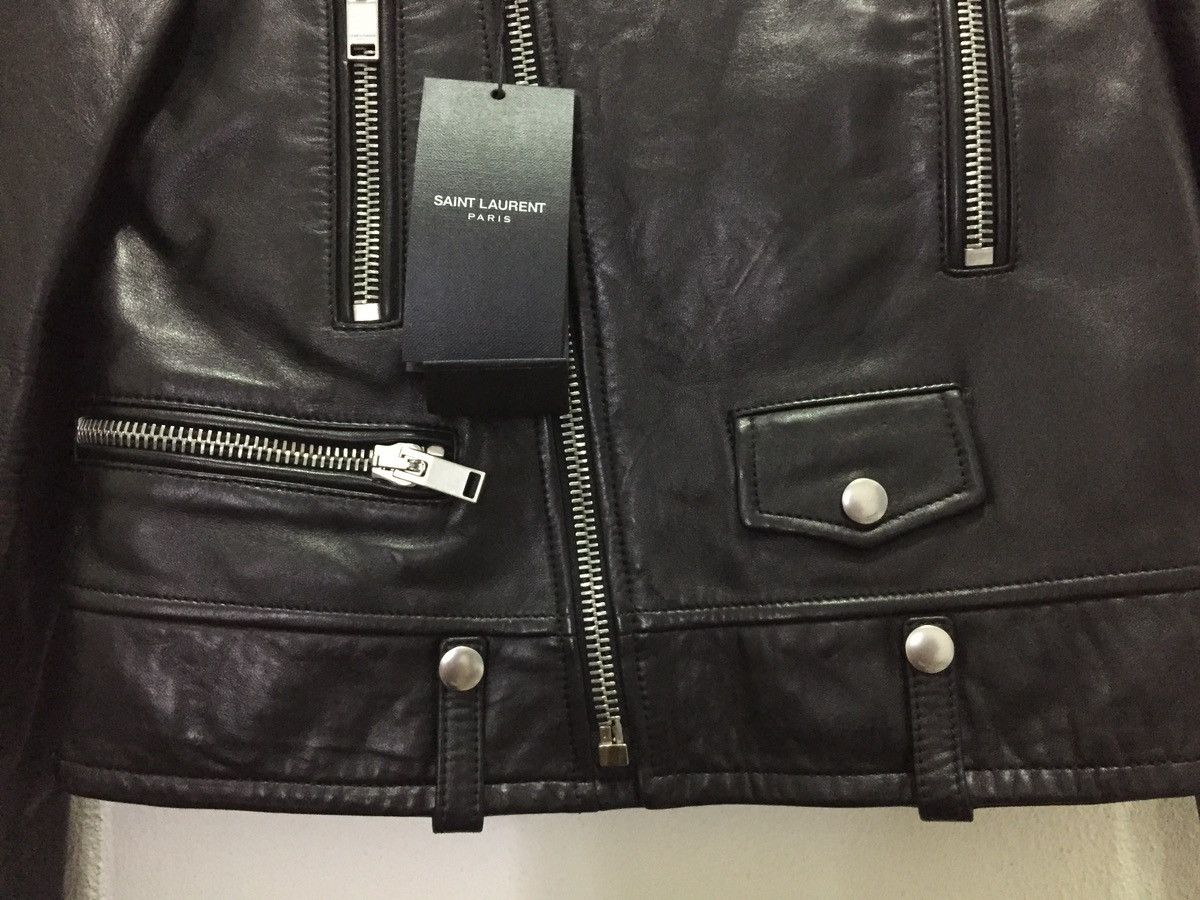 Saint Laurent Paris FW17 Saint Laurent Leather Biker Jacket With YSL Patches Size S / US 4 / IT 40 - 6 Thumbnail
