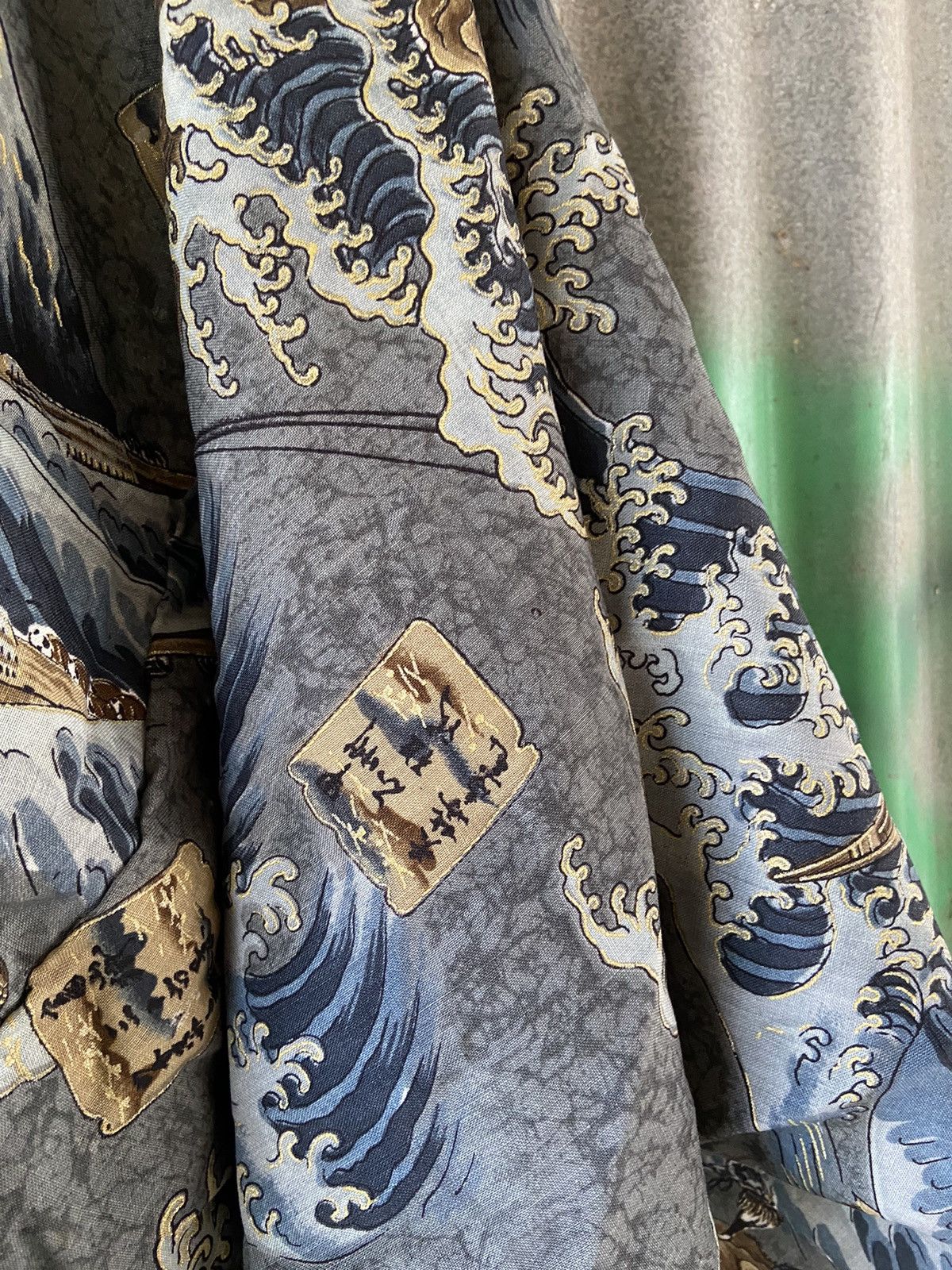 Komono Vintage Japanese Kimono Robe Great Wave Hokusai Yukata Haori Size US M / EU 48-50 / 2 - 9 Thumbnail