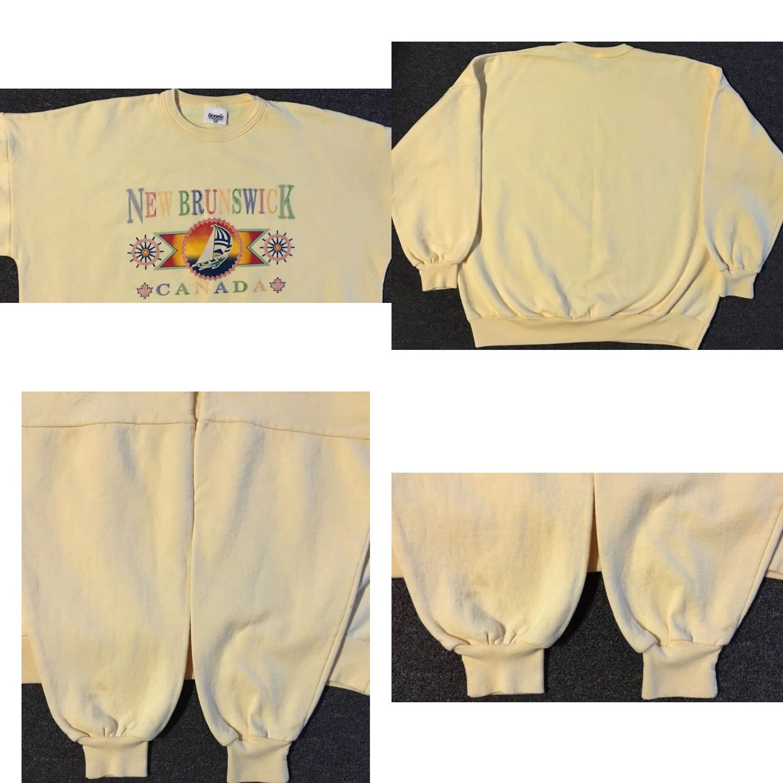 Vintage Vtg 90s New Brunswick Canada Faded Spellout Sweatshirt M Boxy College Track Beach Grunge Hoodie Men Yellow 80s USA College 90s Vintage Size US M / EU 48-50 / 2 - 8 Thumbnail