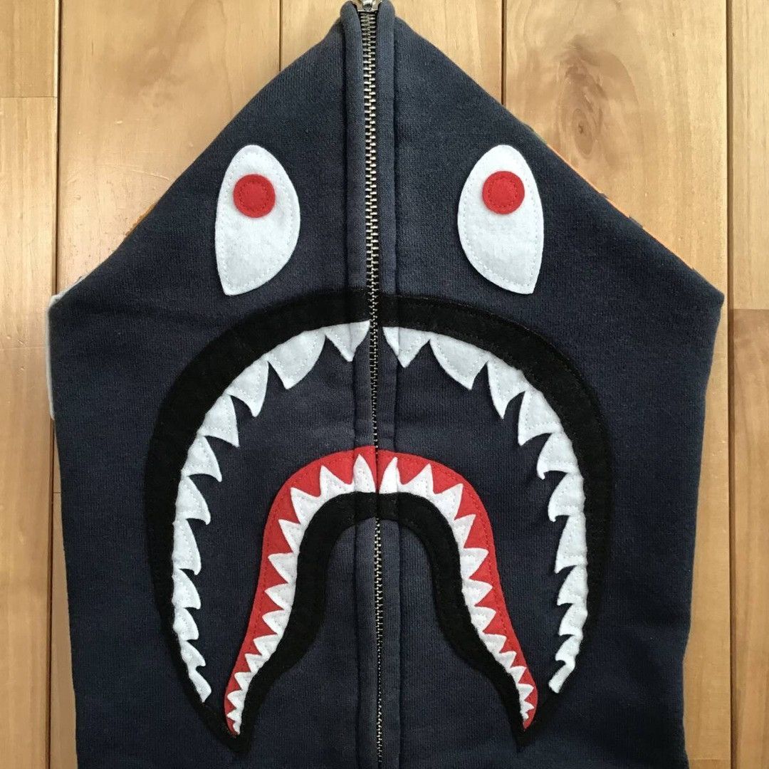 BAPE logo multi fonts shark full zip hoodie a bathing ape