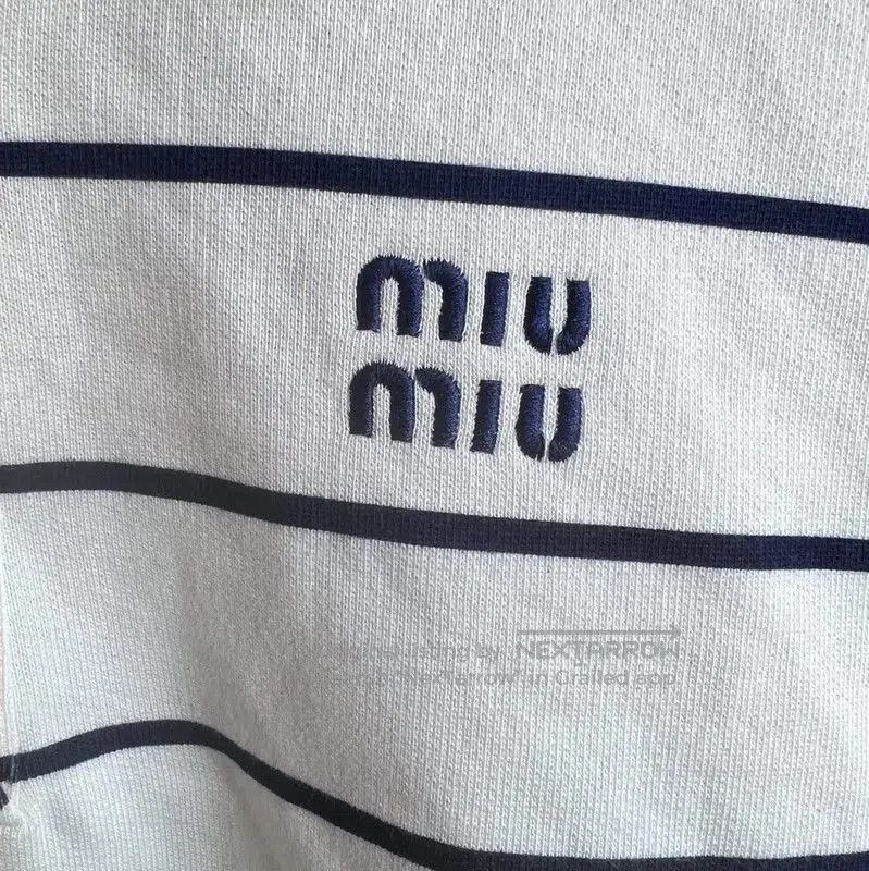 Miu Miu Miu Miu Striped Cropped Cotton Sweatshirt . Size S / US 4 / IT 40 - 5 Thumbnail