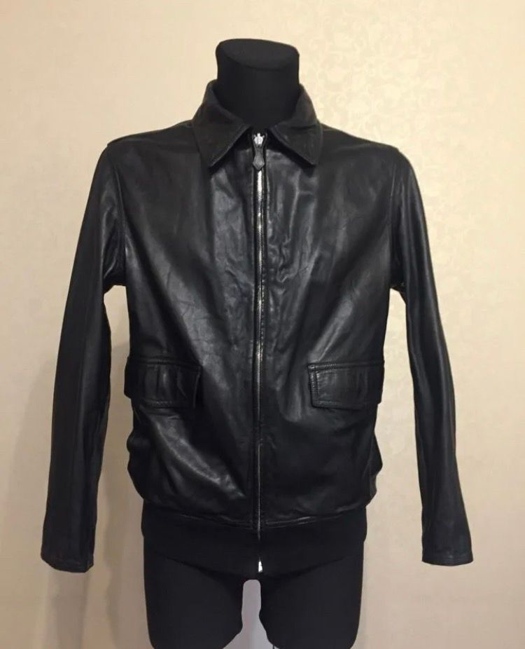 image of Hermes Leather Biker Reversible Double Sided Jacket in Black, Men's (Size Large)