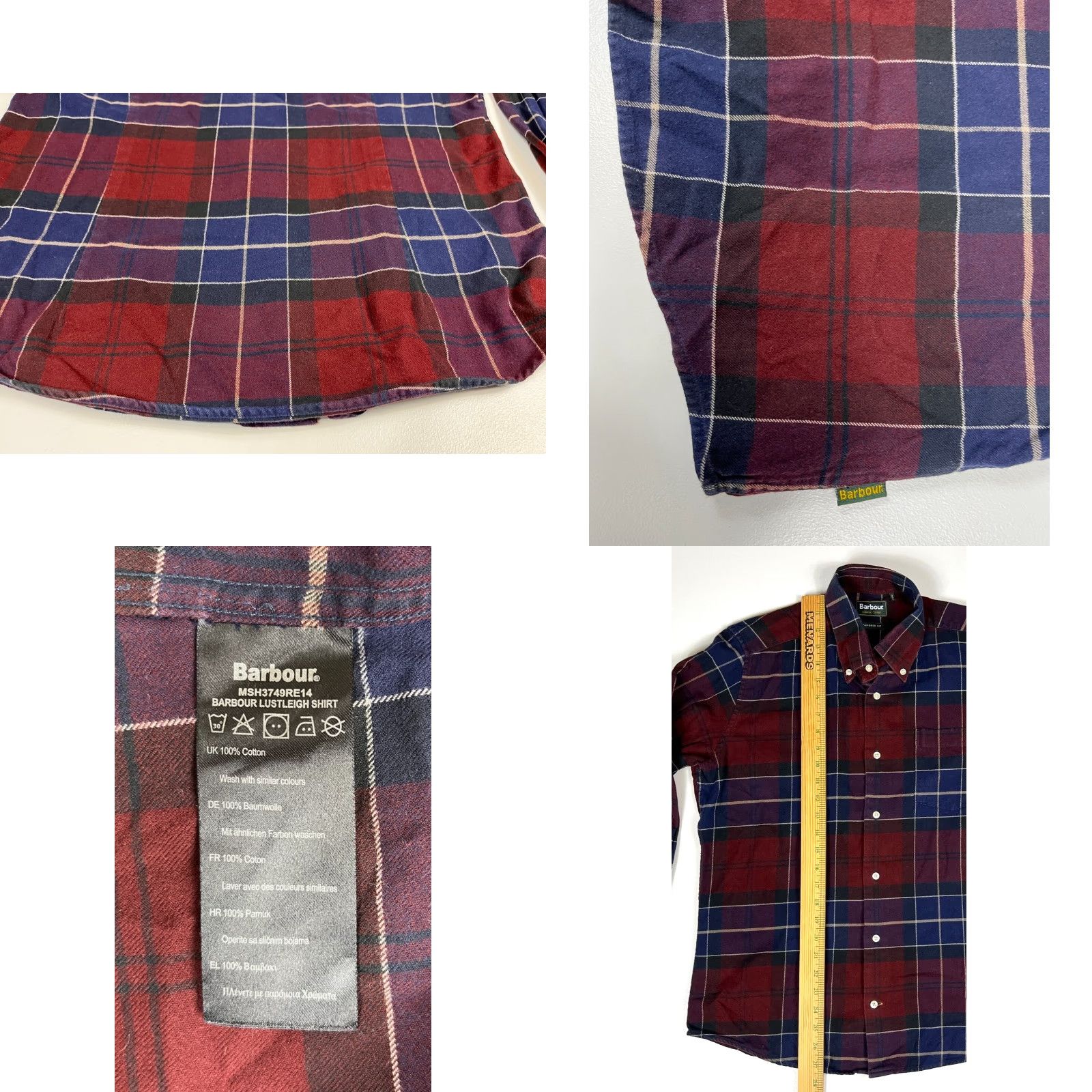 Barbour Barbour Mens Button-Up Shirt Tailored Fit Classic Tartan Lustleigh S Small Multicolor 100% Cotton Flannel Shirt Mens Size US S / EU 44-46 / 1 - 8 Thumbnail
