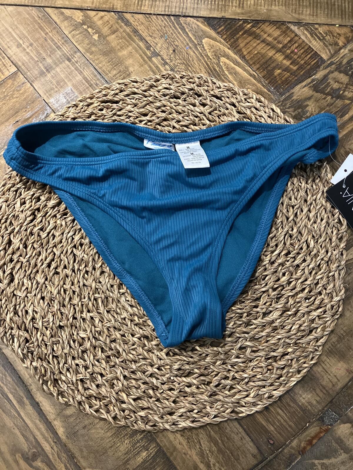 Other NWT California Waves Ribbed Bikini Bottoms Size M Teal Blue Size ONE SIZE - 1 Thumbnail