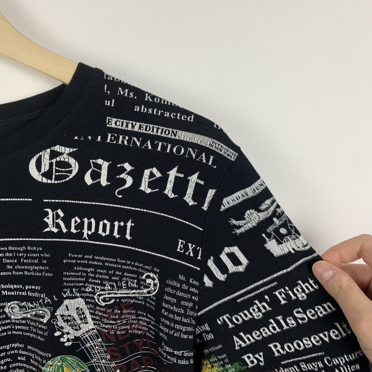 John Galliano Gazette News Paper Long Sleeve T-Shirt Black