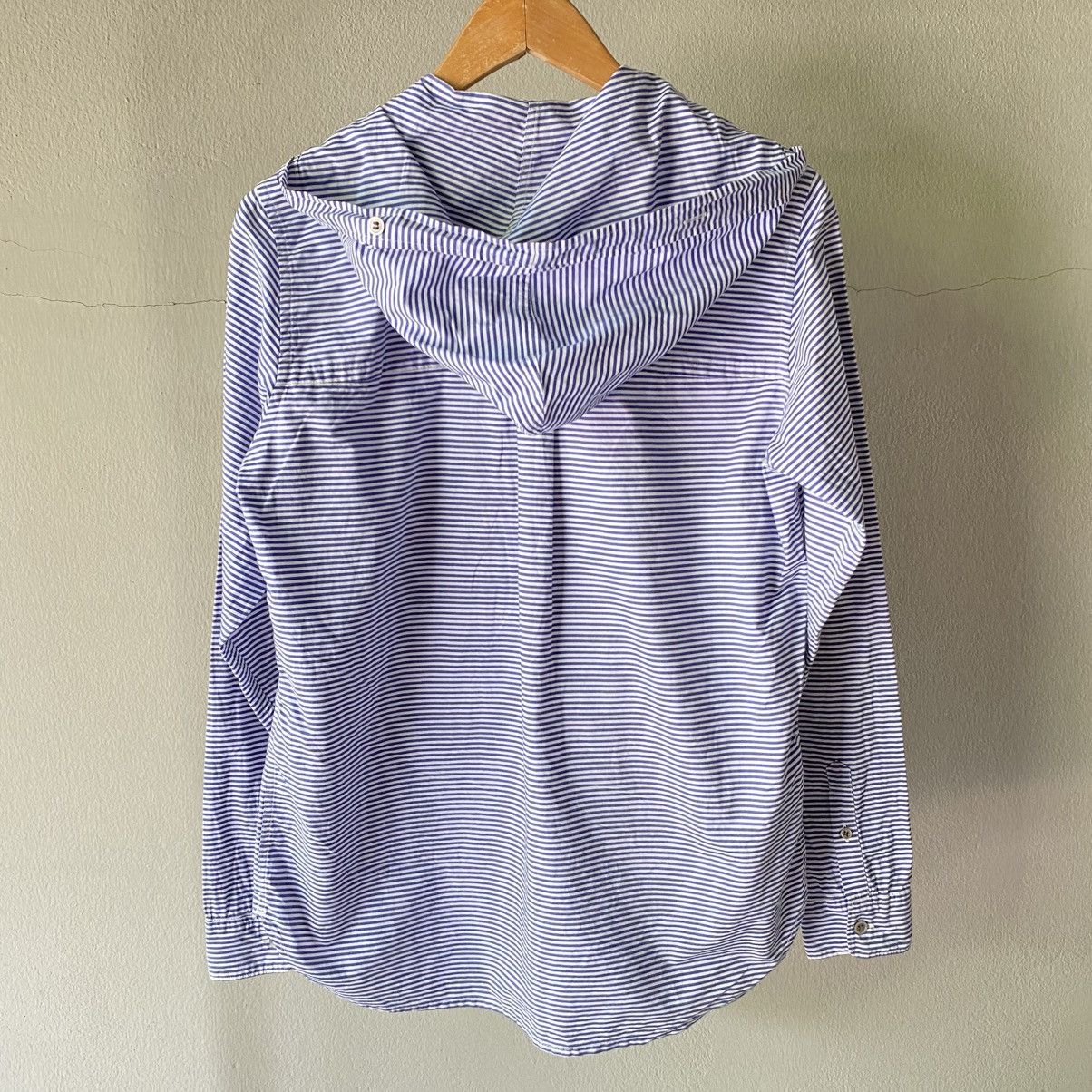 FRAPBOISH Blue Striped Hoodie Sailor Collar Shirt