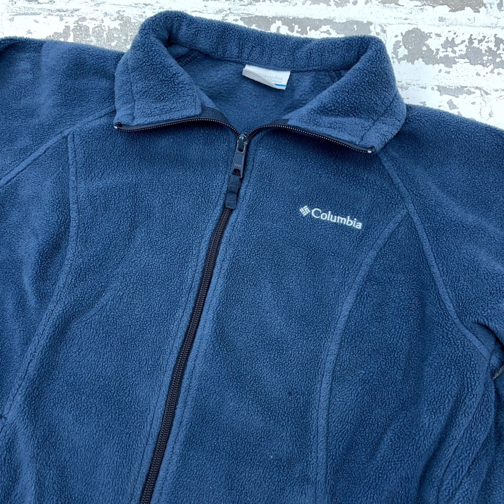 Layer 8 Columbia Jacket Women Medium Blue Fleece Mid-Length Full Zip Pockets Logo Embroidered, All Seasons, Regular Fit, Classic Outdoor Style Size M / US 6-8 / IT 42-44 - 4 Thumbnail