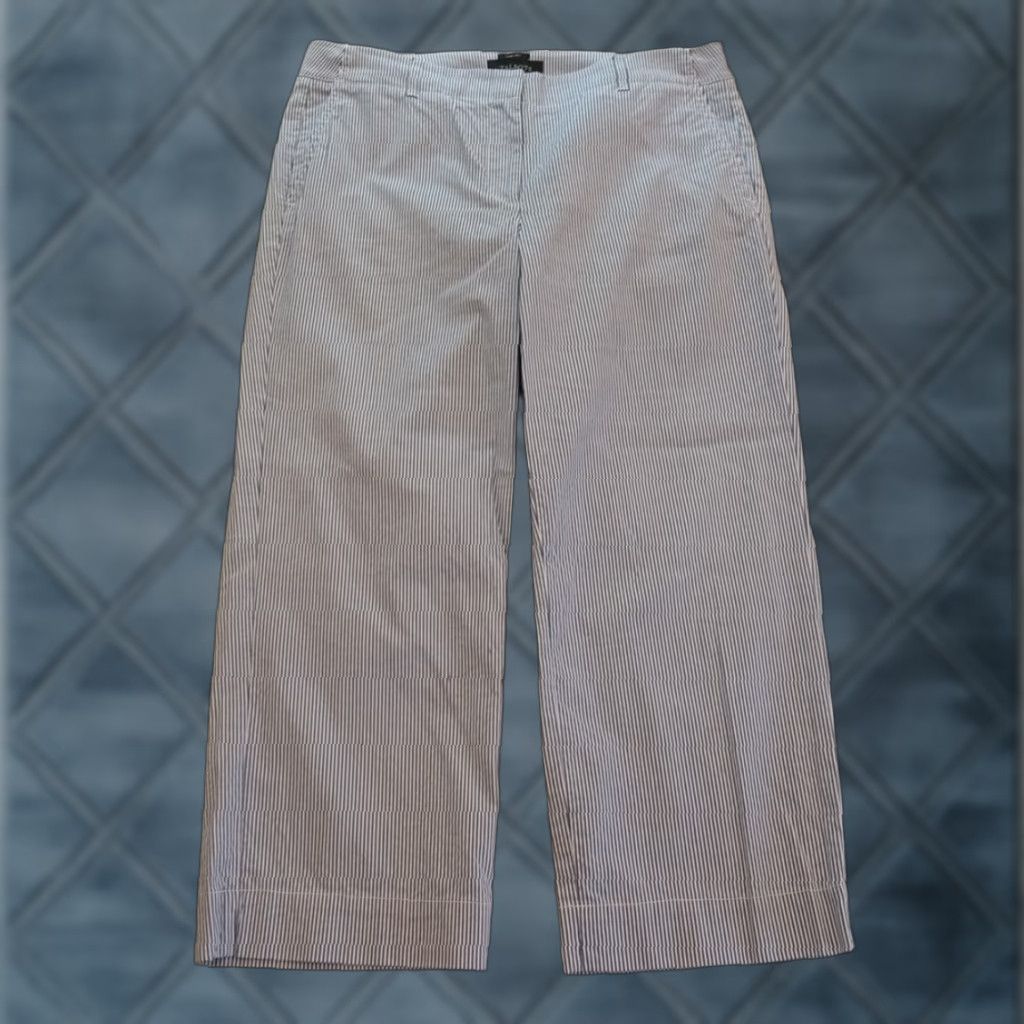 Talbots Talbots Pants Womens Size 10 Cropped Straight Pockets Blue Striped Mid Rise 35x24 Regular Inseam 24" Size 32" / US 10 / IT 46 - 1 Thumbnail