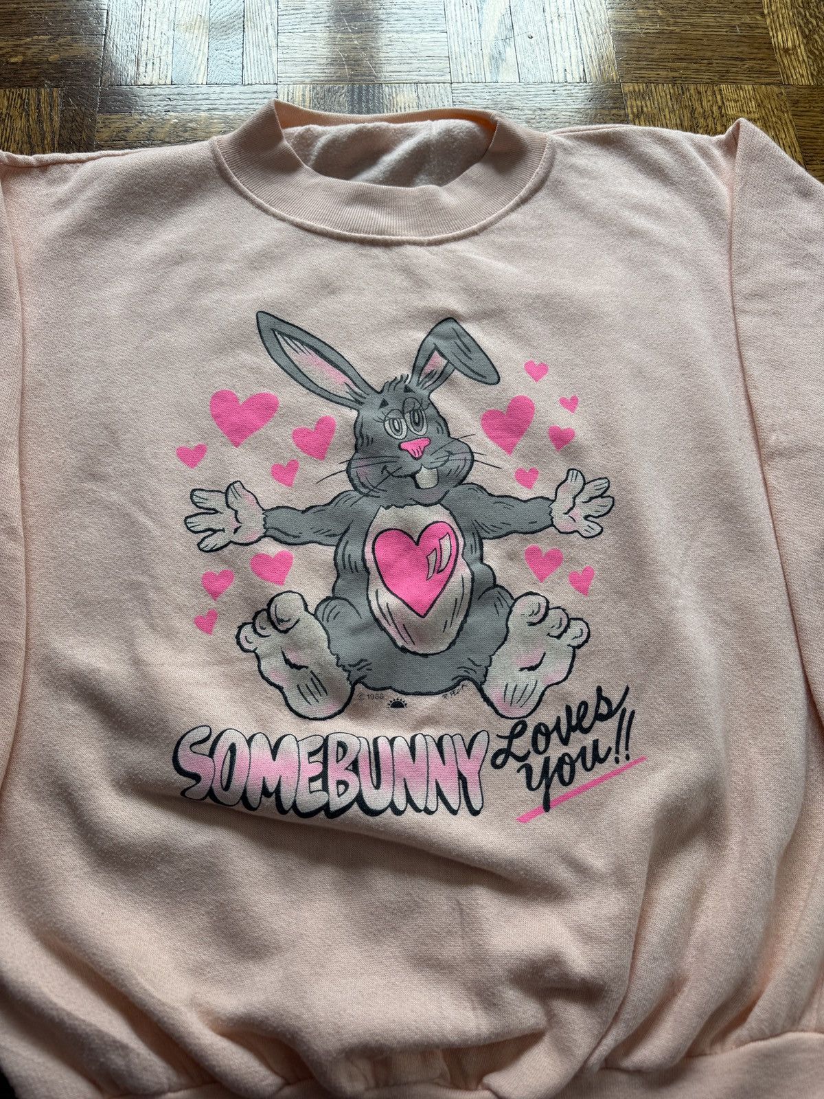 Vintage Vintage 80s Somebunny Loves You Graphic Crewneck Sweatshirt Size US M / EU 48-50 / 2 - 2 Thumbnail