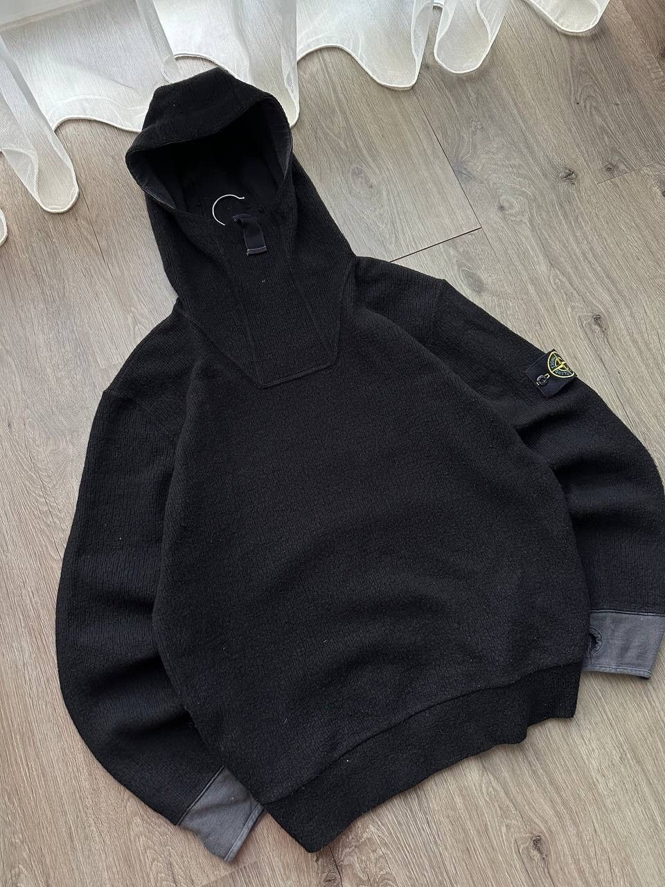 Stone Island × Vintage Vintage Stone Island Ninja Black Wool Hoodie Size US L / EU 52-54 / 3 - 6 Thumbnail