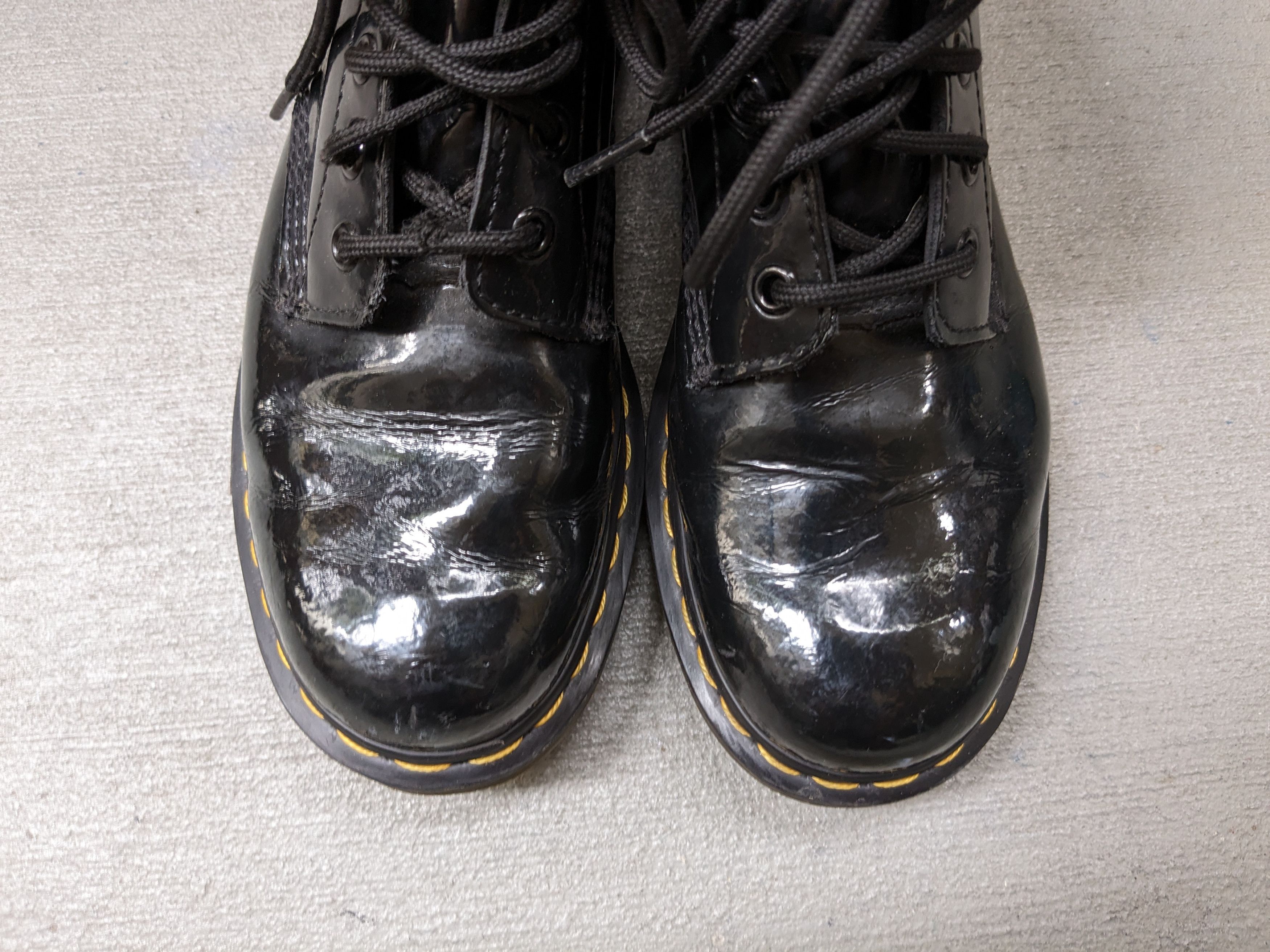 Dr. Martens × Genuine Leather Dr. Martens Boots Black Patent Leather 7 Lace Up Combat Size US 7 / EU 40 - 3 Thumbnail