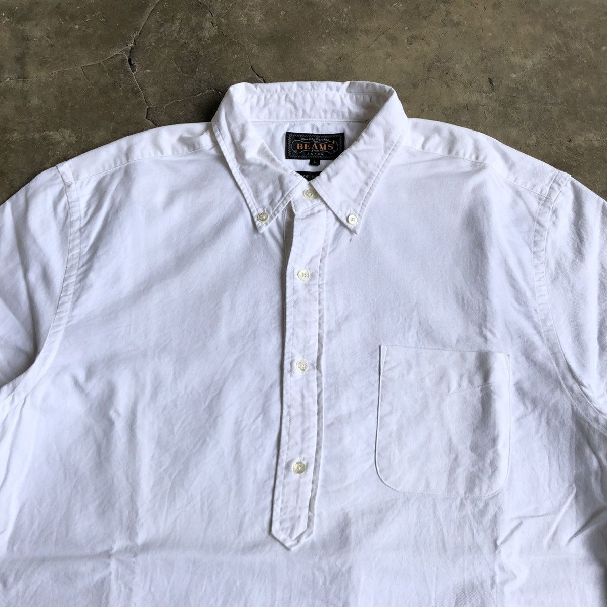 Beams Plus 🇯🇵 2000s Beams Plus Japan Oxford Halfbutton Shirt White Size US L / EU 52-54 / 3 - 5 Thumbnail