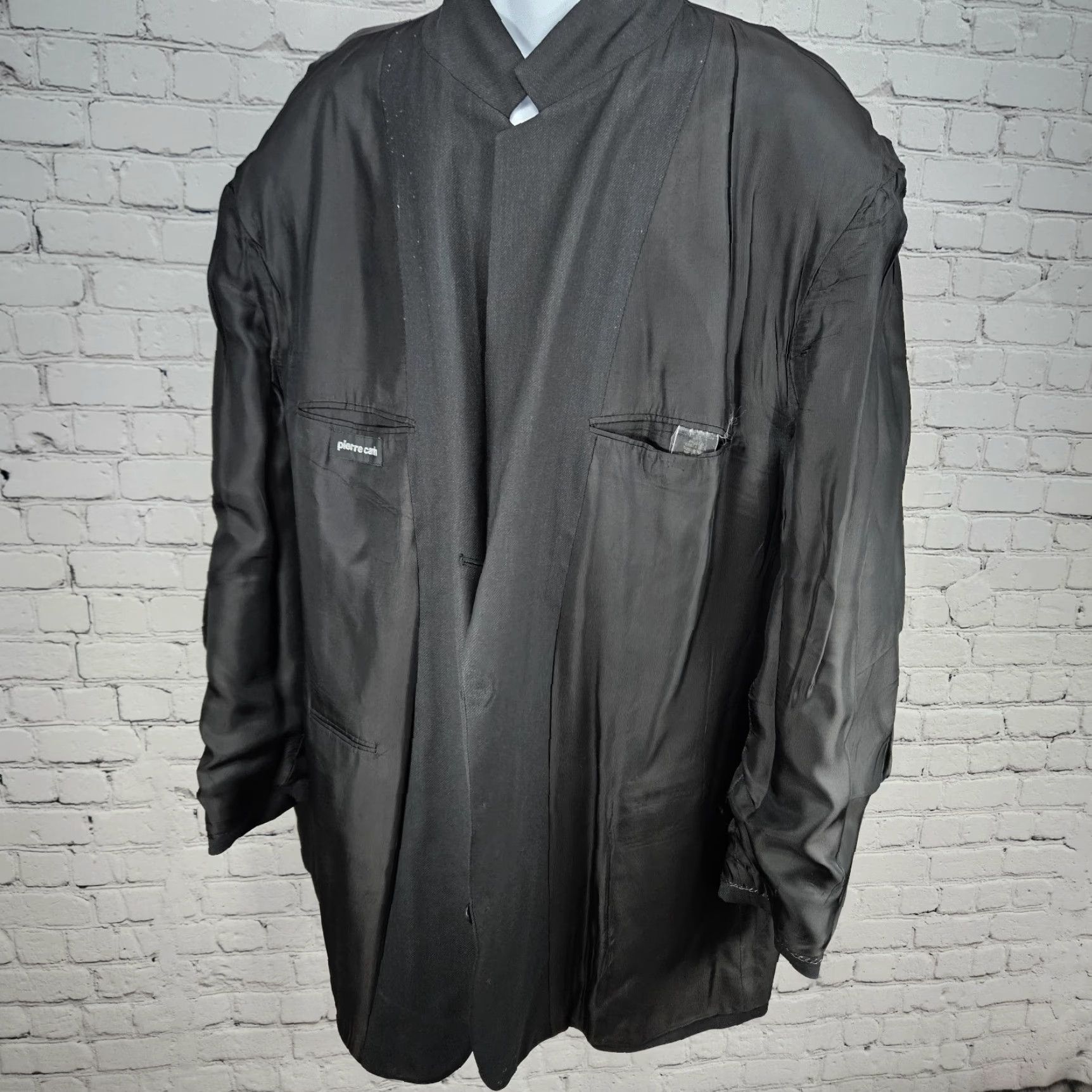 Pierre Cardin Pierre Cardin Blazer Sport Coat Notch Ventless 4 Button Wool Black 52XL Big & Tall Mens Jacket Size 52R - 5 Thumbnail