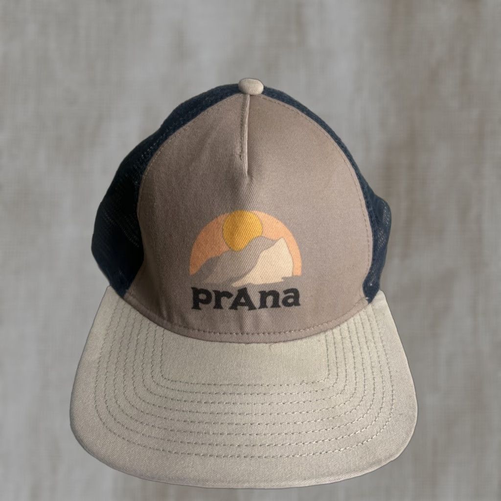 Prana prAna Hat Men’s Trucker Beige & Blue Snap Back Lower Pines Series Outdoor Multicolor One Size Mens Size ONE SIZE - 1 Thumbnail
