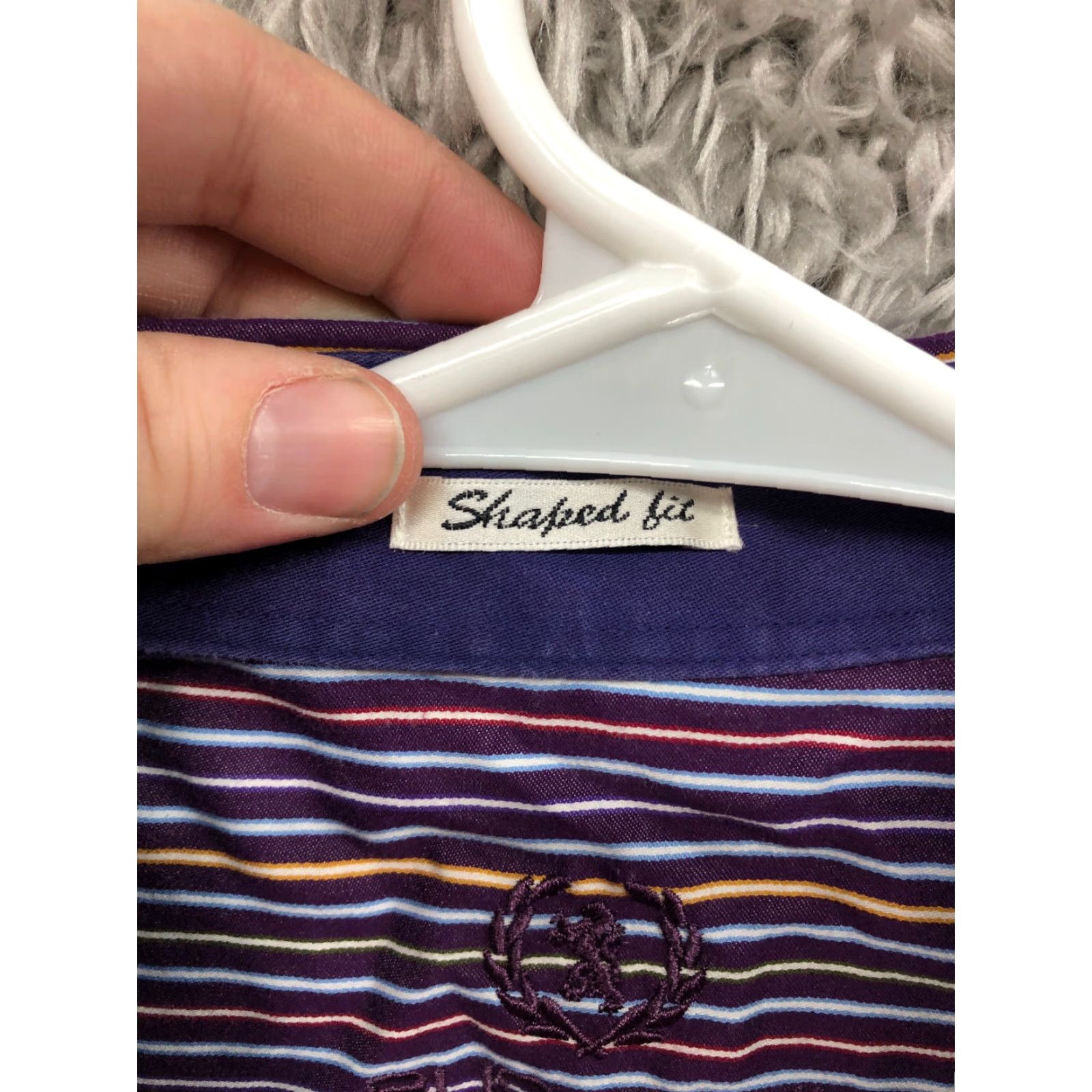 BUGATCHI Bugatchi Uomo Shirt L Mens Purple Striped Long Sleeve Spread Collar Shirt Size US L / EU 52-54 / 3 - 7 Thumbnail