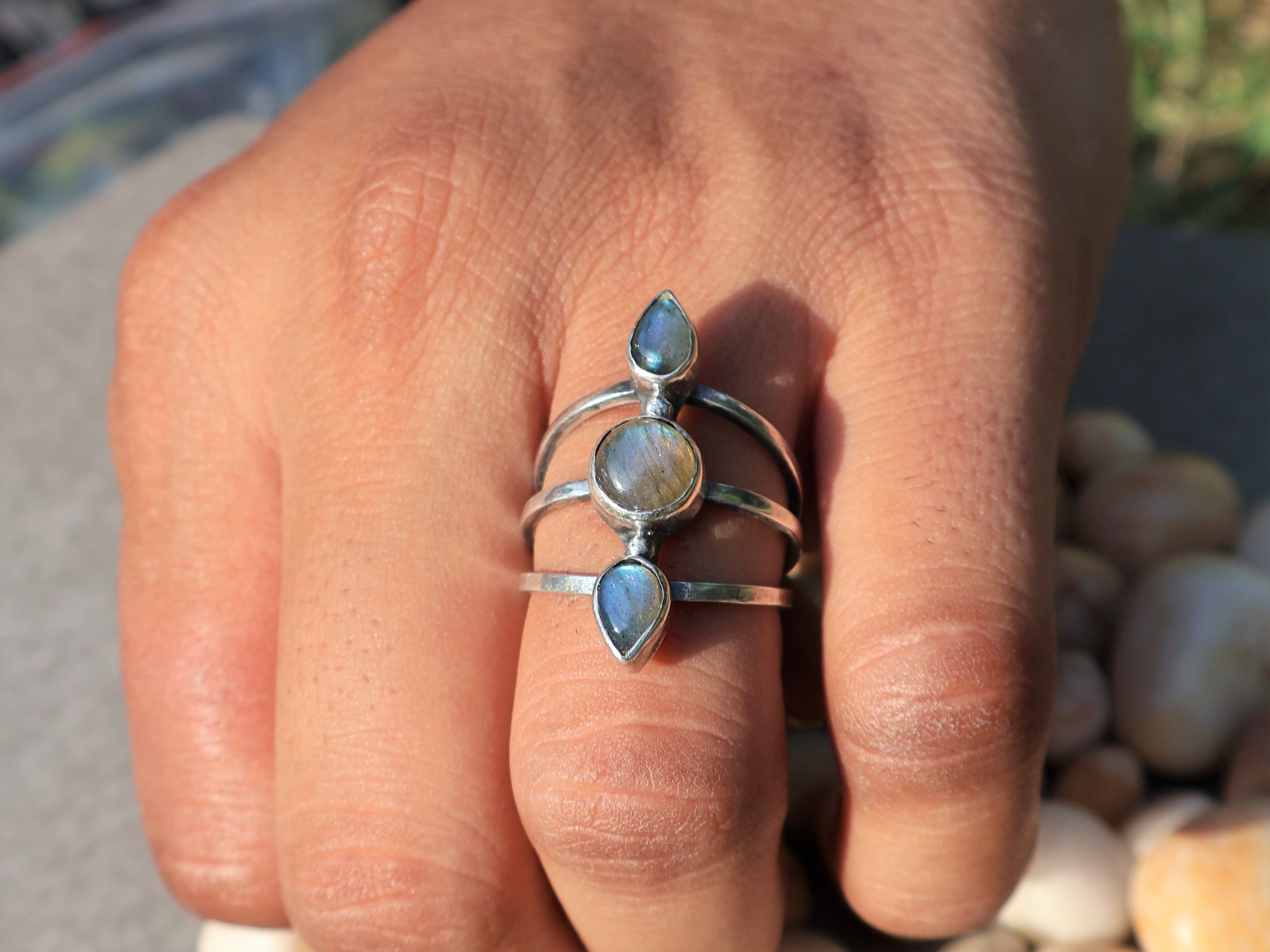 Handmade Labradorite Ring, Sterling Silver Rings, Handmade Women Ring Size ONE SIZE - 1 Thumbnail