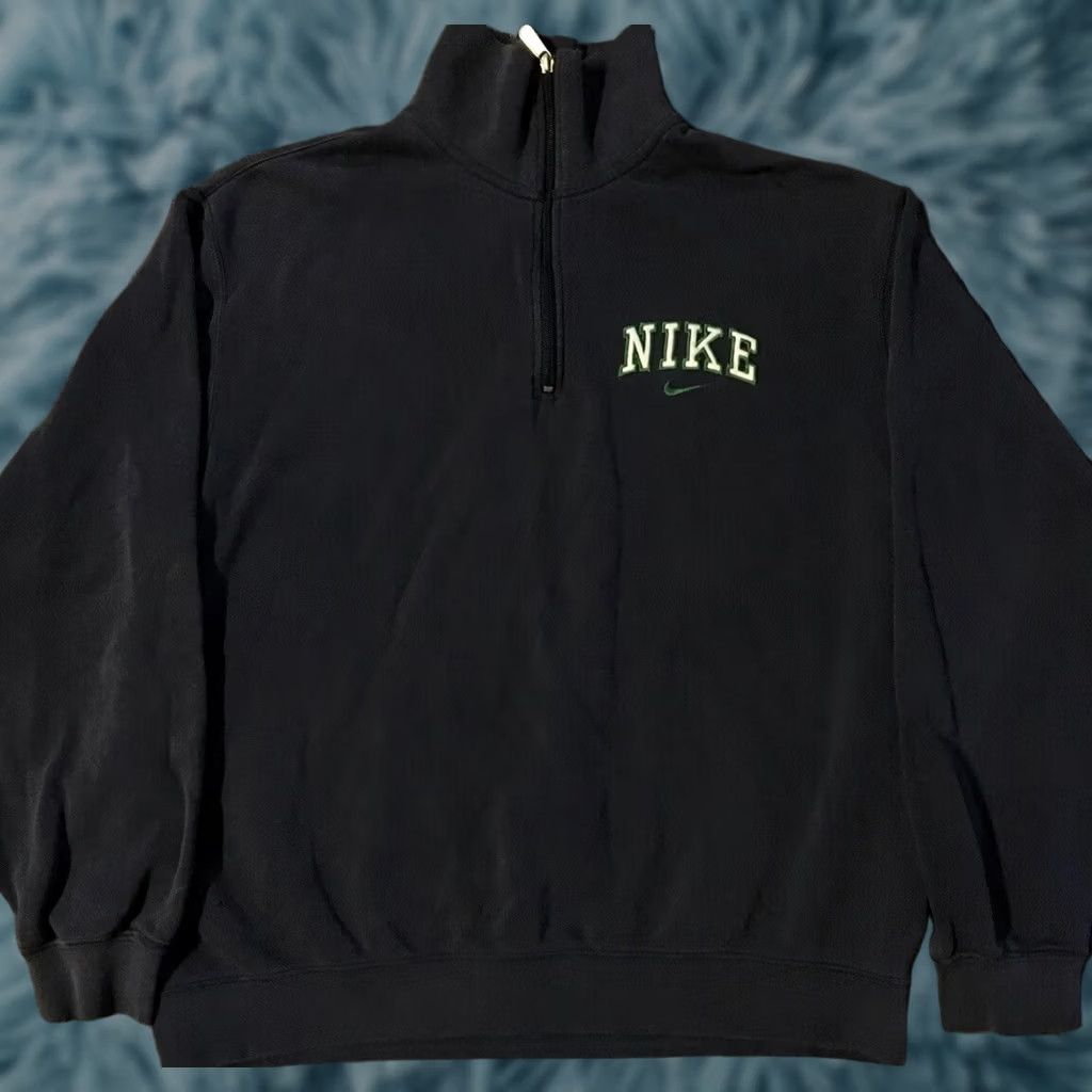 Nike VINTAGE Nike Swoosh Faded Spellout Sweatshirt XL Navy Blue Men XL Pullover 1/4 Zip Grunge Hip Hop 90s USA College Sports Rap Logo Size US XL / EU 56 / 4 - 1 Thumbnail