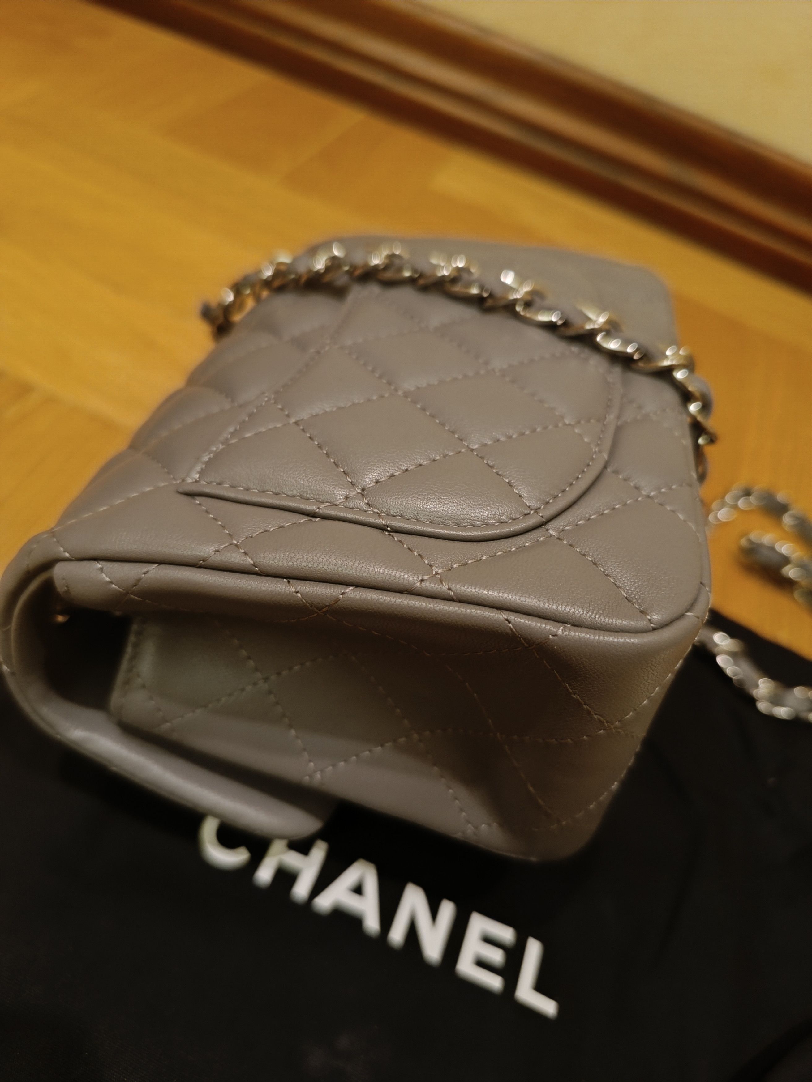 Chanel Chanel mini flap bag Grey Lambskin Size ONE SIZE - 7 Thumbnail
