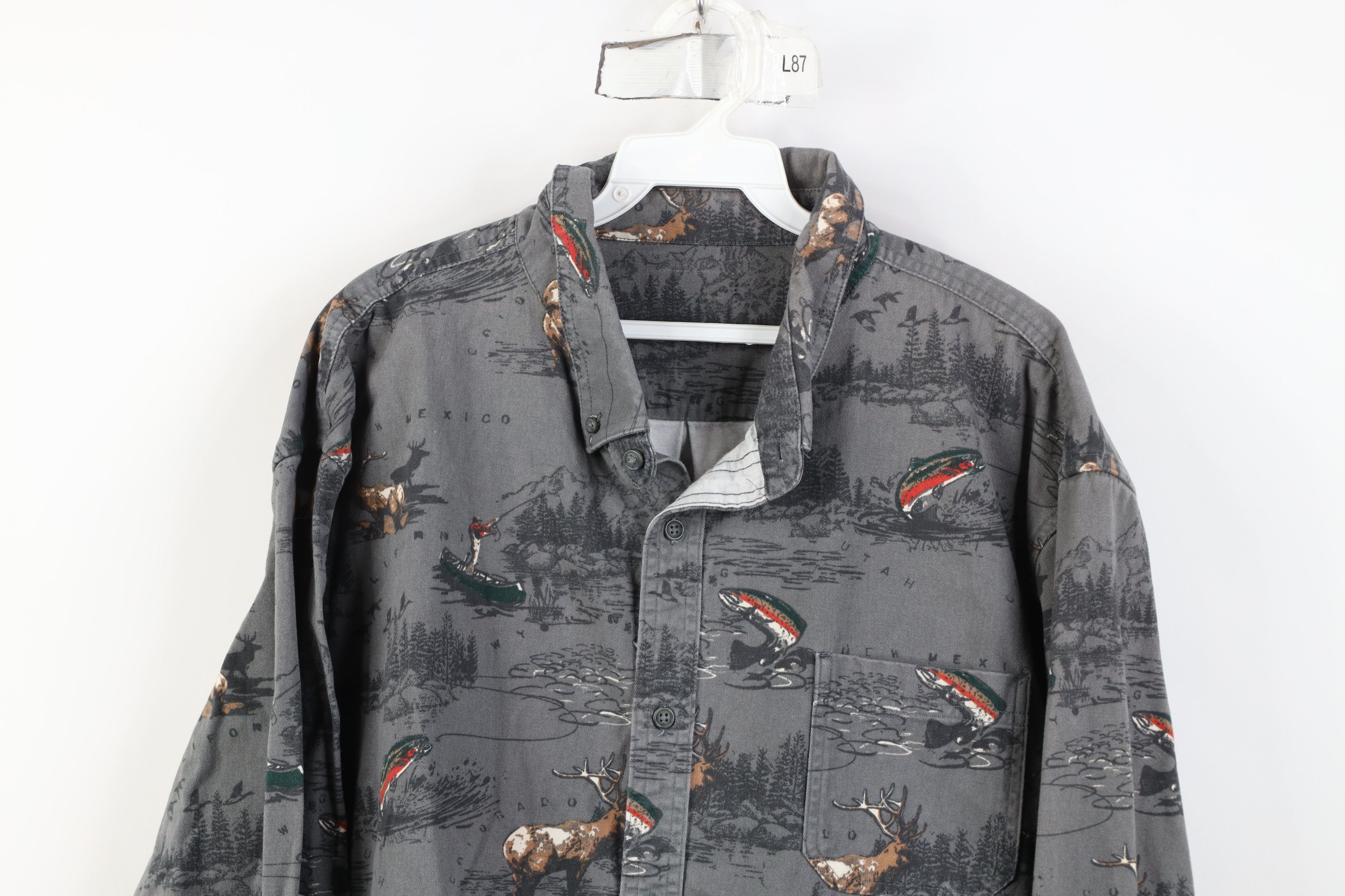 Vintage Vintage 90s Hunting Fishing All Over Collared Button Shirt Size US XXL / EU 58 / 5 - 2 Thumbnail